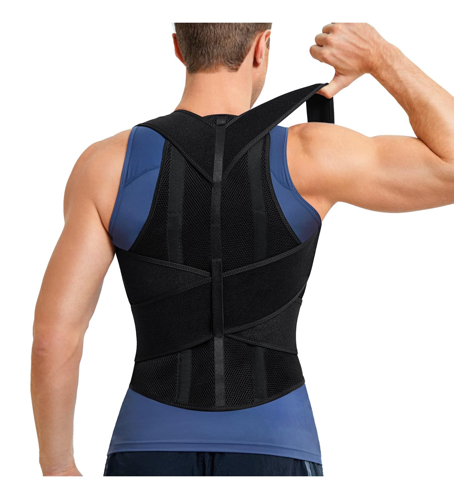 SOLCYSX Back Straightener Posture Corrector for Men | Adjustable Scoliosis Back Brace - Relieve Lower Back, Shoulder, and Neck Pain | Medium Black - Buy Online on GoSupps.com