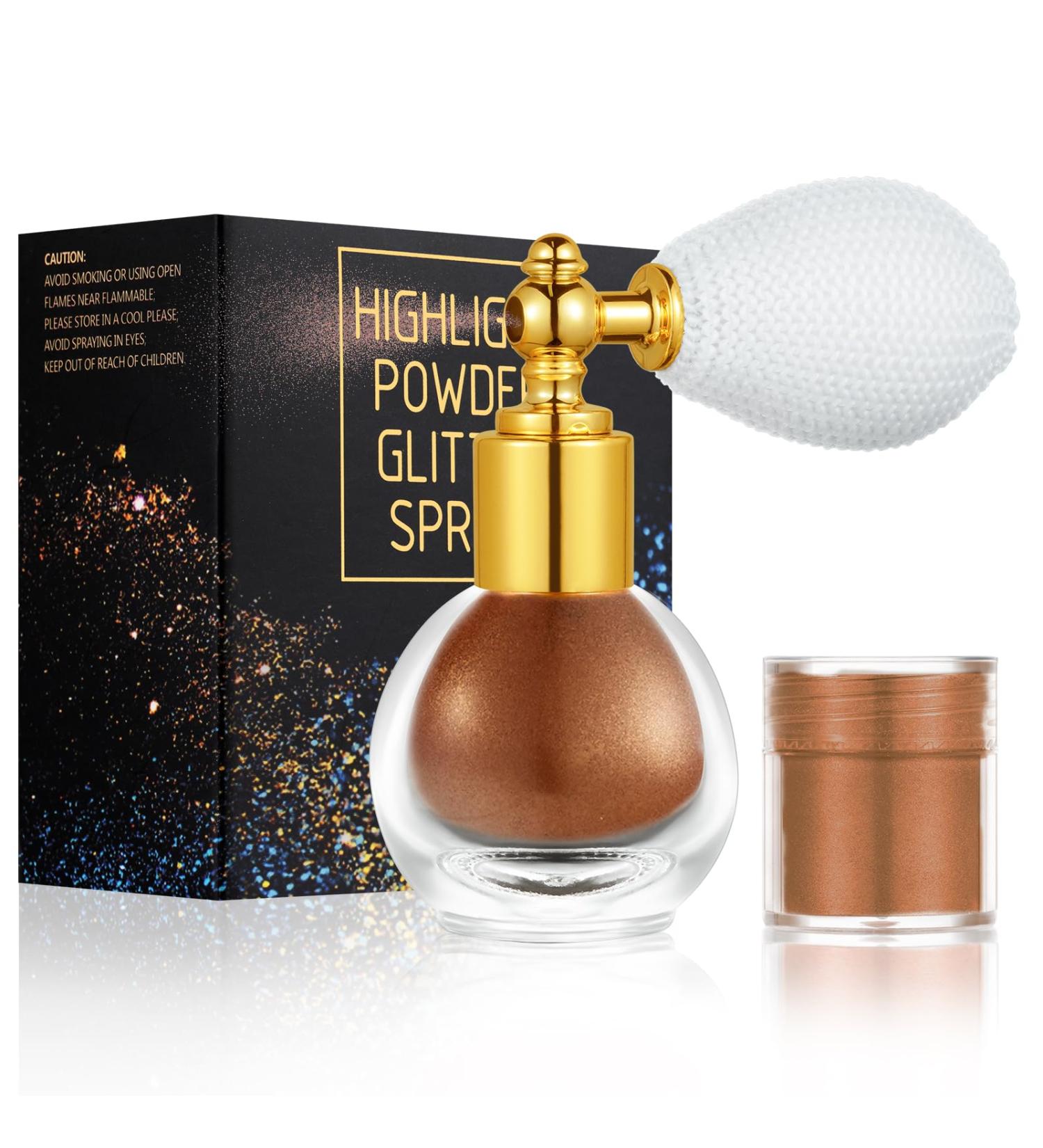 AOOWU Shimmering Glitter Powder Spray - Sparkling Body & Hair Highlighter Loose Powder for Women - Brown - Buy Online on GoSupps.com