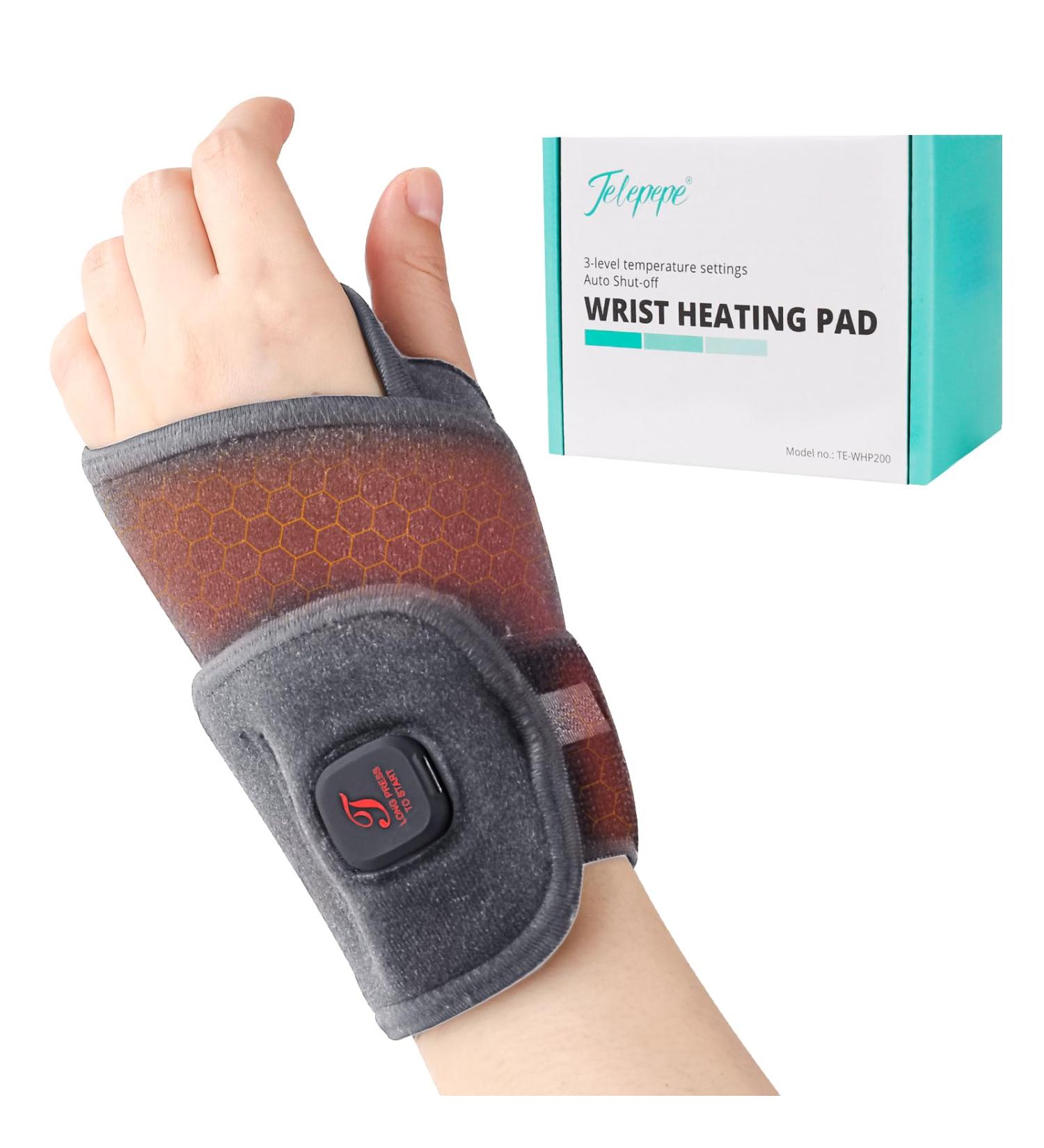 Wrist Heating Pad - Cordless Hand Wrap Brace for Carpal Tunnel & Arthritis Relief | 3 Heat Levels | 3000mAh | Perfect Travel Gift (Grey - Buy Online on GoSupps.com