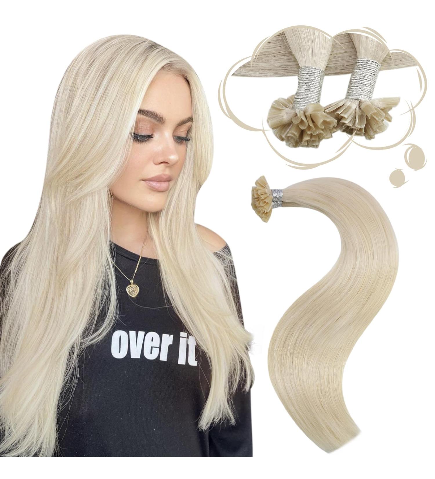 Moresoo U-Tip Bonding Extensions - 50 Pieces Real Remy Hair #60 Platinum Blonde 55cm 1g Keratin Fusion Extensions - Buy Online on GoSupps.com