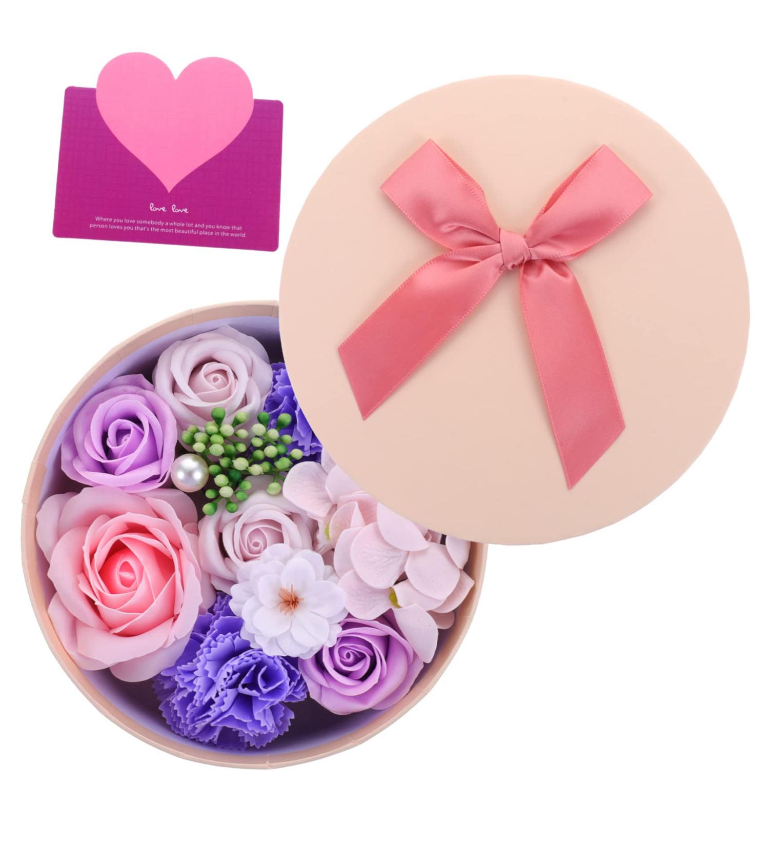 Ipetboom Preserved Flower Decoration Artificial Plants Scented Soap Rose Petals Plant Indoor Christmas Decorations Scented Soap Roses Gift Indoor Plant Soap Flower Purple Delicate Gift Box 16.2X16.2X8.2CM Purple - Buy Online on GoSupps.com