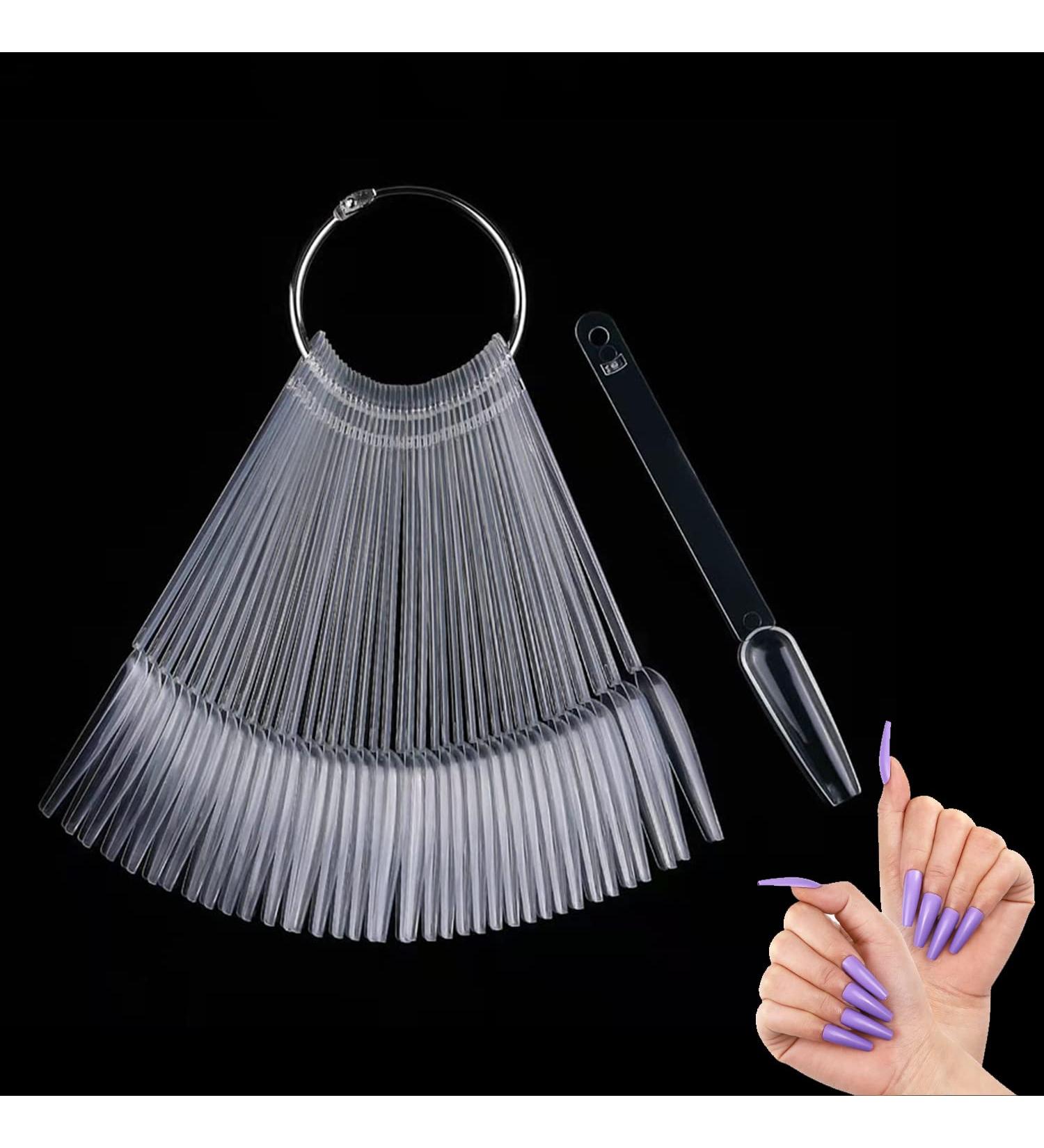 Fatuxz 50 Pcs Clear Nail Swatch Sticks - Fan Shape Nail Art Polish Display Tips for DIY Nail Display Practice - Buy Online on GoSupps.com
