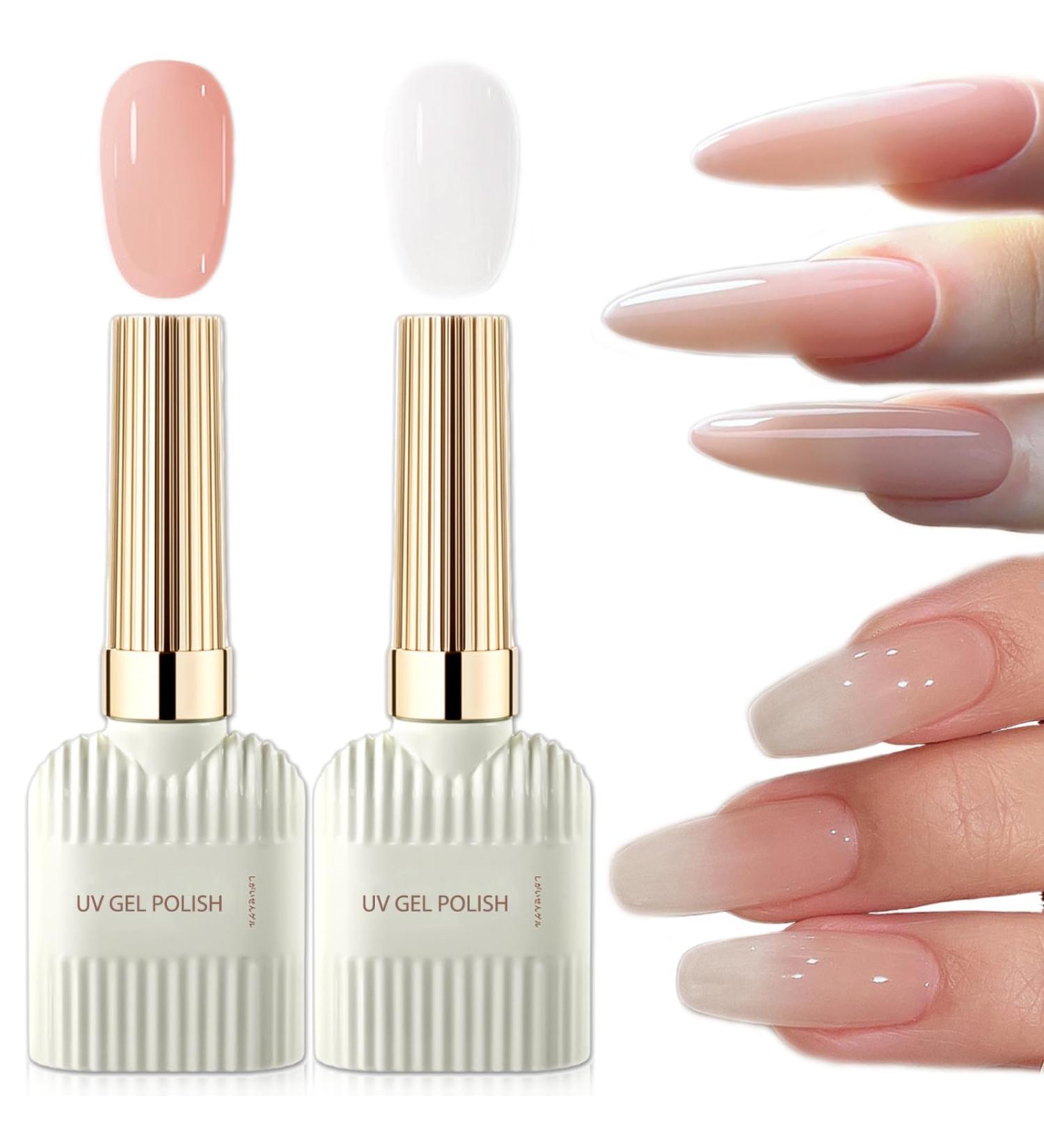 Jelly Gel Nail Polish Set Milky White and Nude UV Gel Nail Polish 15ML Each Translucent Nude Builder Gel For Nails Jelly Gel Polish Varnish Kit for French Manicure DIY(Nude & Milky White) - Buy Online on GoSupps.com