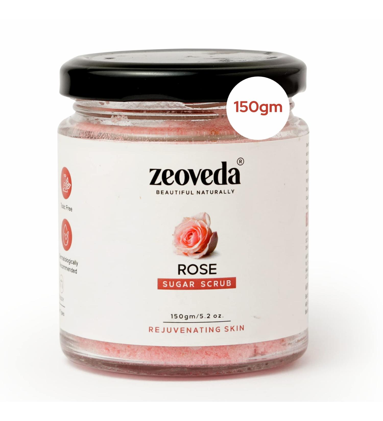 Organic Rose Face & Body Sugar Scrub | Deep Exfoliation Removes Blackheads & Whiteheads | Natural SLES & Paraben Free | All Skin Types (150g - Buy Online on GoSupps.com