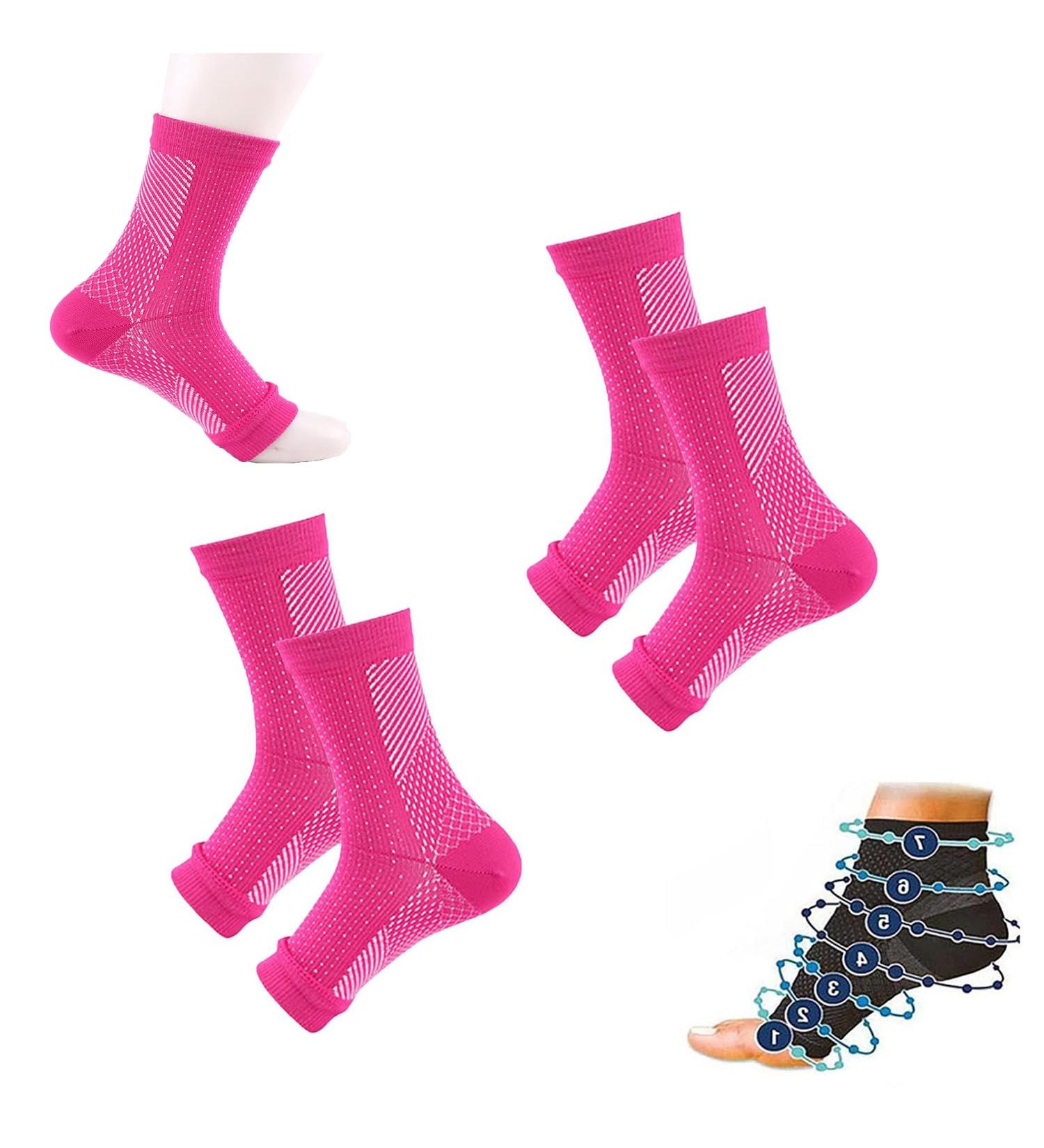 Buy Nighttime Compression Socks - L-XL Hot Pink | Orthopedic Compression Stockings for Better Sleep - Buy Online on GoSupps.com