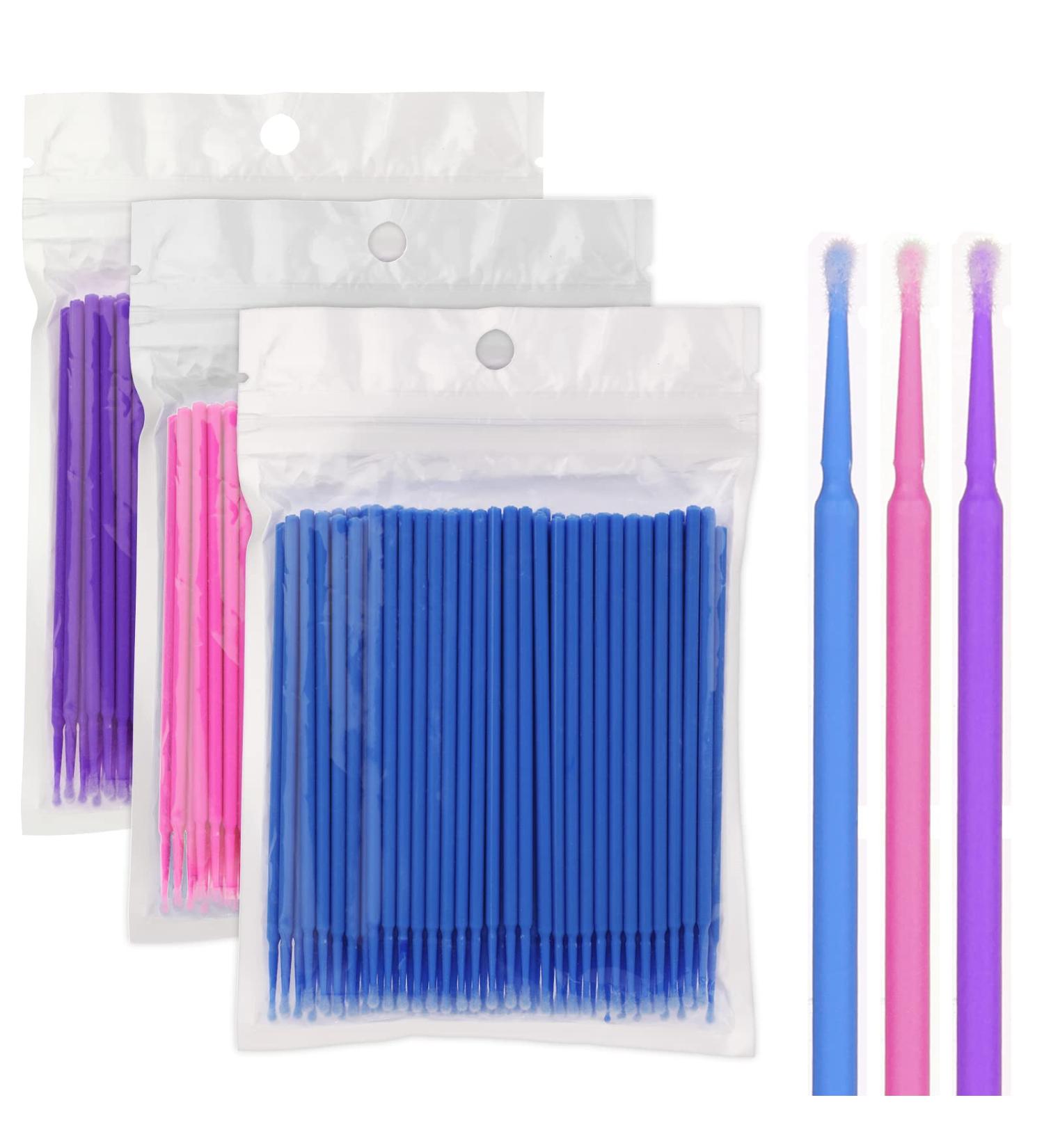 Microbrush Vactop 300 PCS - Disposable Micro Applicator Brushes for Eyelash Extensions & Makeup - Purple Blue Pink - Buy Online on GoSupps.com