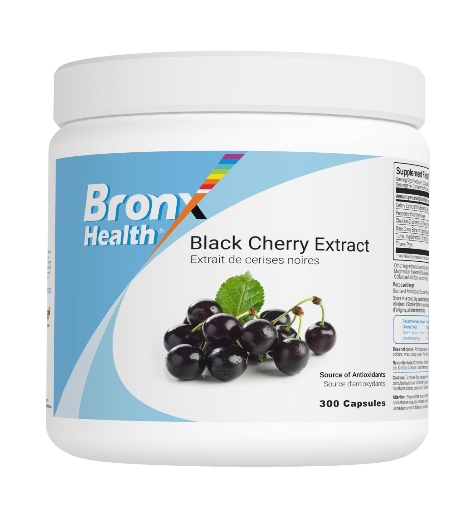 BRONX Black Cherry Extract | 300 Capsules | Source of Antioxidants | Bulk Supplement - Buy Online on GoSupps.com
