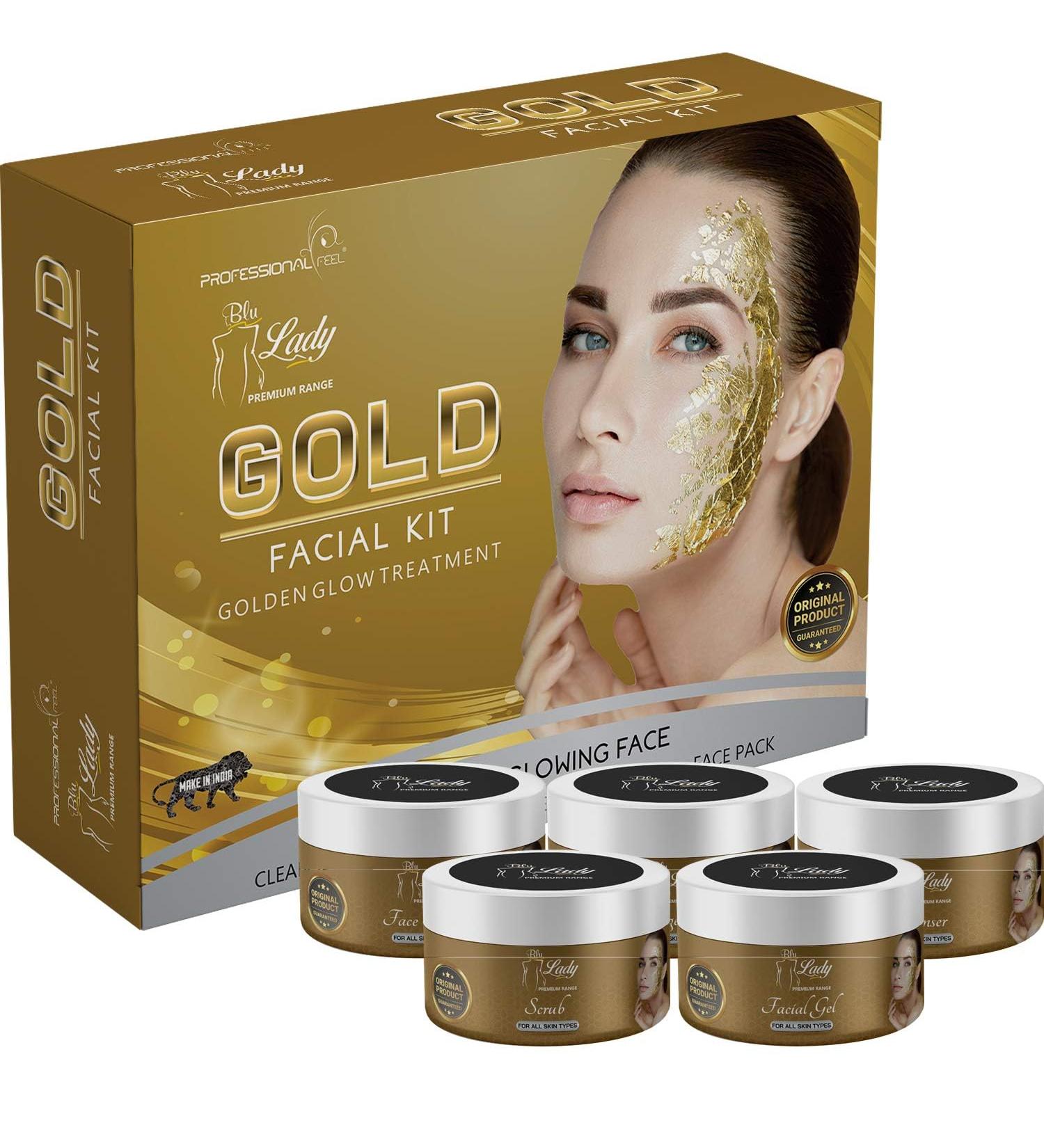 24K Herbal Gold Facial kit For Women & Men Beauty Parlour Facial Kit - Set of 5 275 g