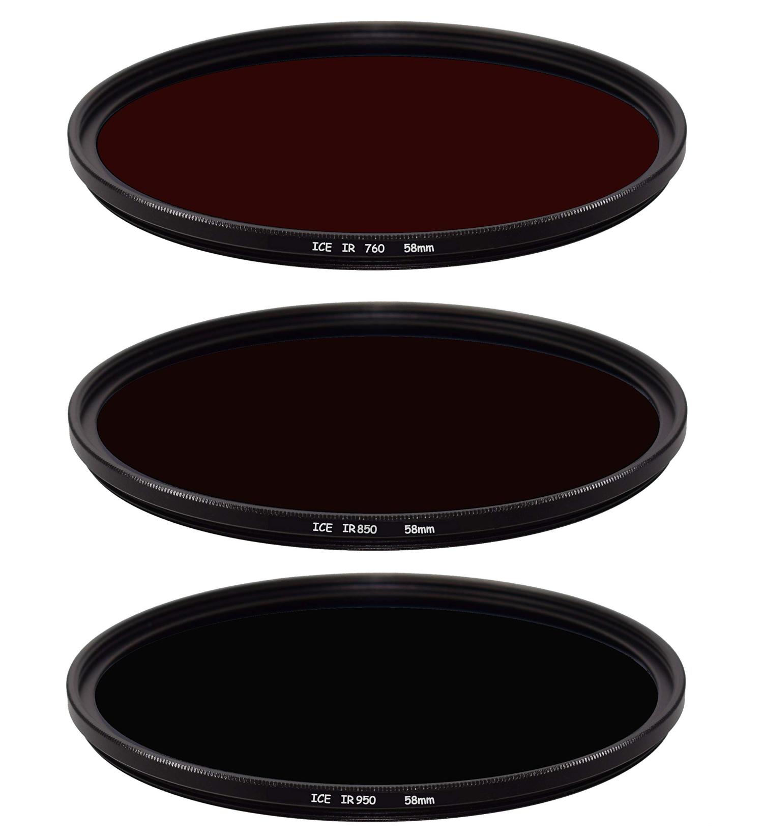 ICE Infrared 3 Filter Set 58mm IR 760 850 950 58 Optical Glass Slim