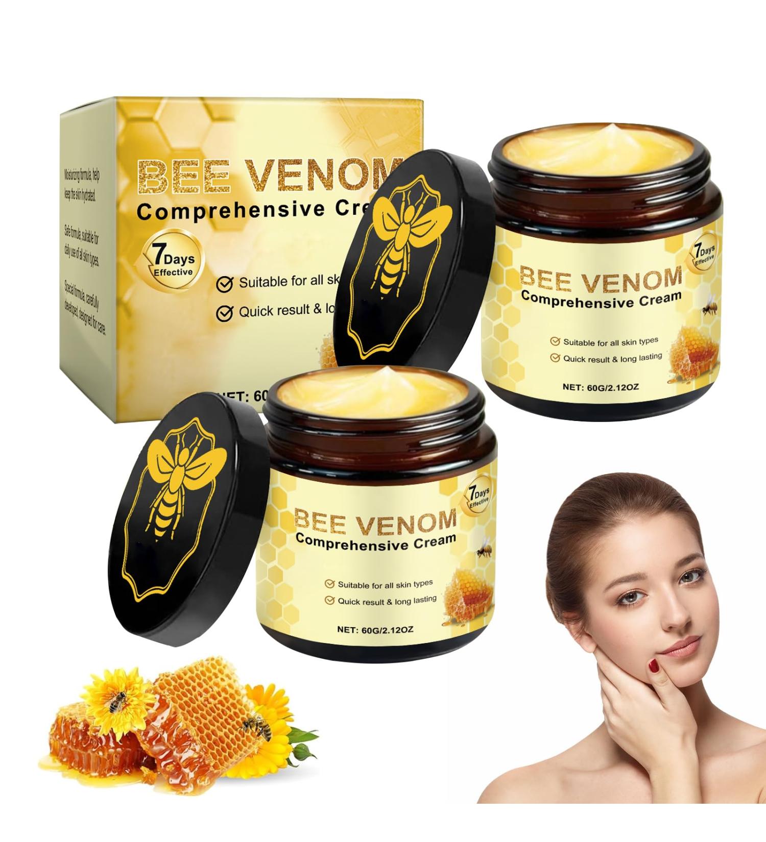 2PC Bee Venom Comprehensive Cream Visibly Reduces Skin Blemishes Bee Venom Skin Treatment Cream Repair for All skin Types - Buy Online on GoSupps.com