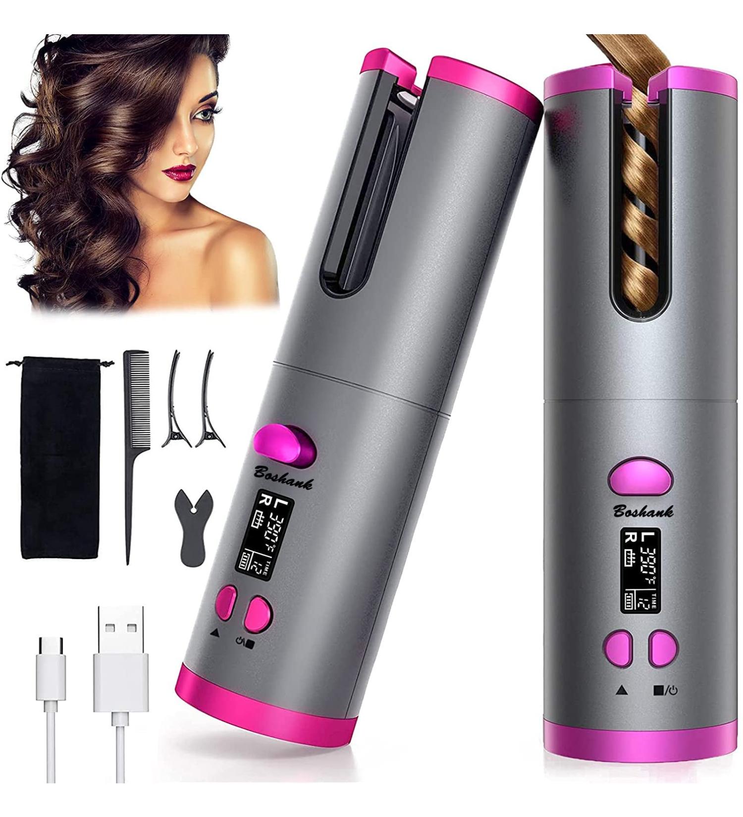Buy Cordless Auto Curler & Portable Rotating Hair Waver - LCD Display Rechargeable Battery Travel-Friendly Curling Iron - Buy Online on GoSupps.com
