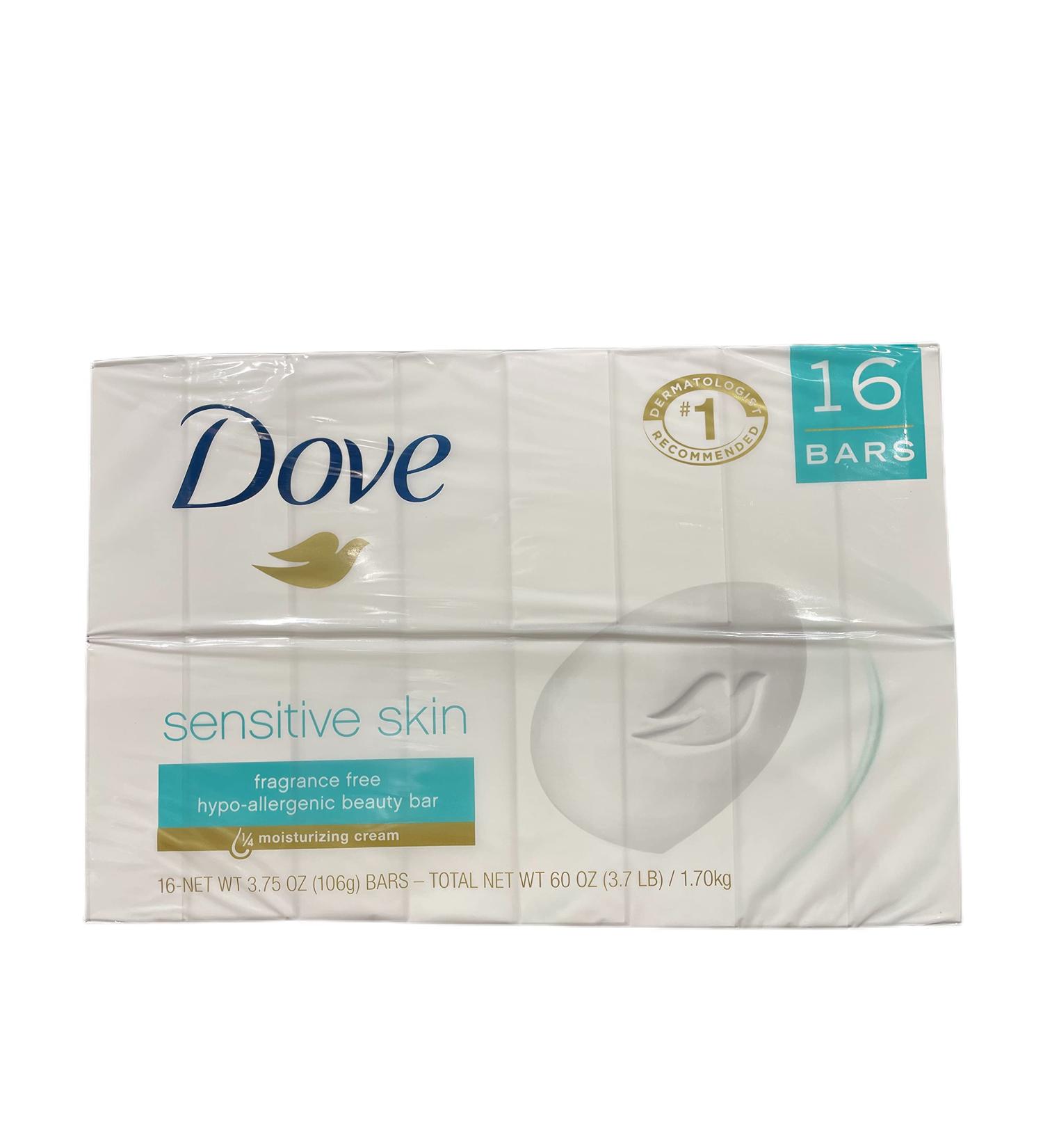 Buy Unilever Dove Sensitive Bar 3.75 oz - 16 Bars | Soothing Skin Care for All Skin Types | International Shipping Available - Buy Online on GoSupps.com