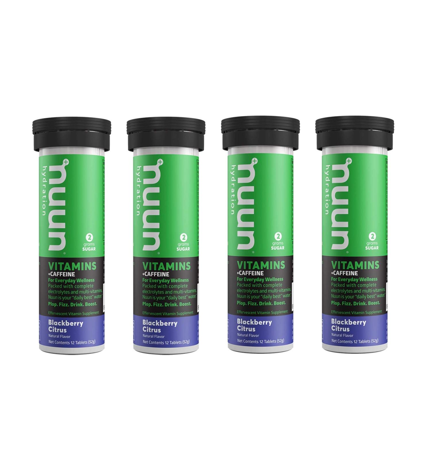 Nuun Vitamins + Energy: Blackberry Citrus Daily Supplement - 4 Tubes of 12 Tabs | Boost Your Energy & Wellness - Worldwide Shipping Available - Buy Online on GoSupps.com