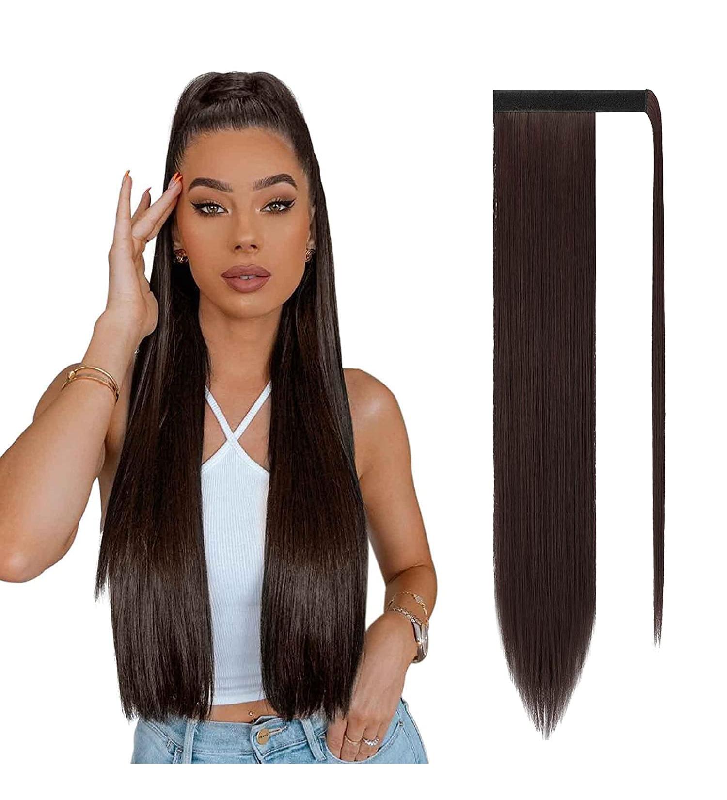 Sofeiyan 30 inch Synthetic Hair Ponytail Extension - Darkest Brown & Dark Auburn Mix - Buy Online on GoSupps.com