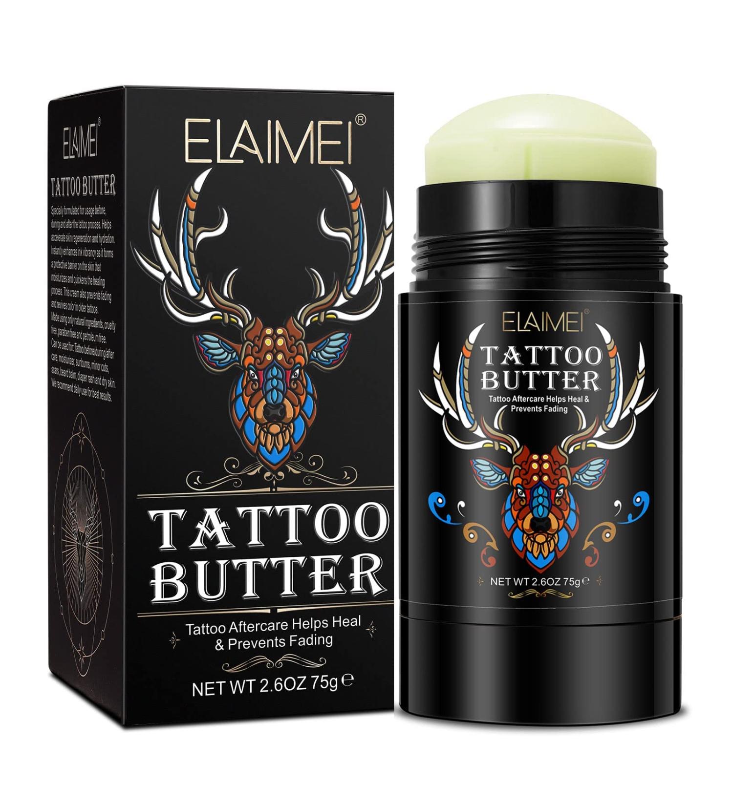 Organic Tattoo Aftercare Butter Balm 2.6 oz - Moisturizer for Old & New Tattoos - Color Enhancing Healing Cream - Natural & Organic - 1 Pack - Buy Online on GoSupps.com