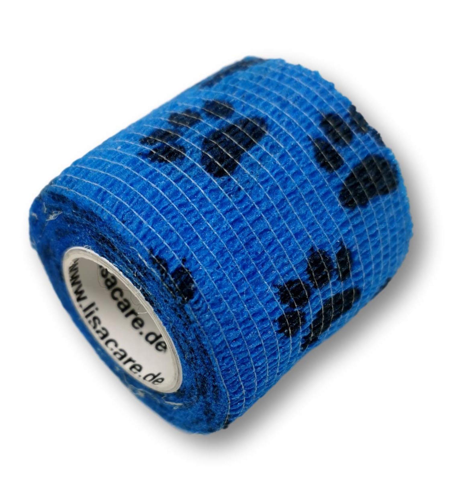 Lisacare Dog First Aid - Waterproof Self-Adhering Paving Rolls - 4cm Wide - Elastic for Pets & Horses - 4-Pack in Paw Blue - Huge Color & Motif Selection - Buy Online on GoSupps.com