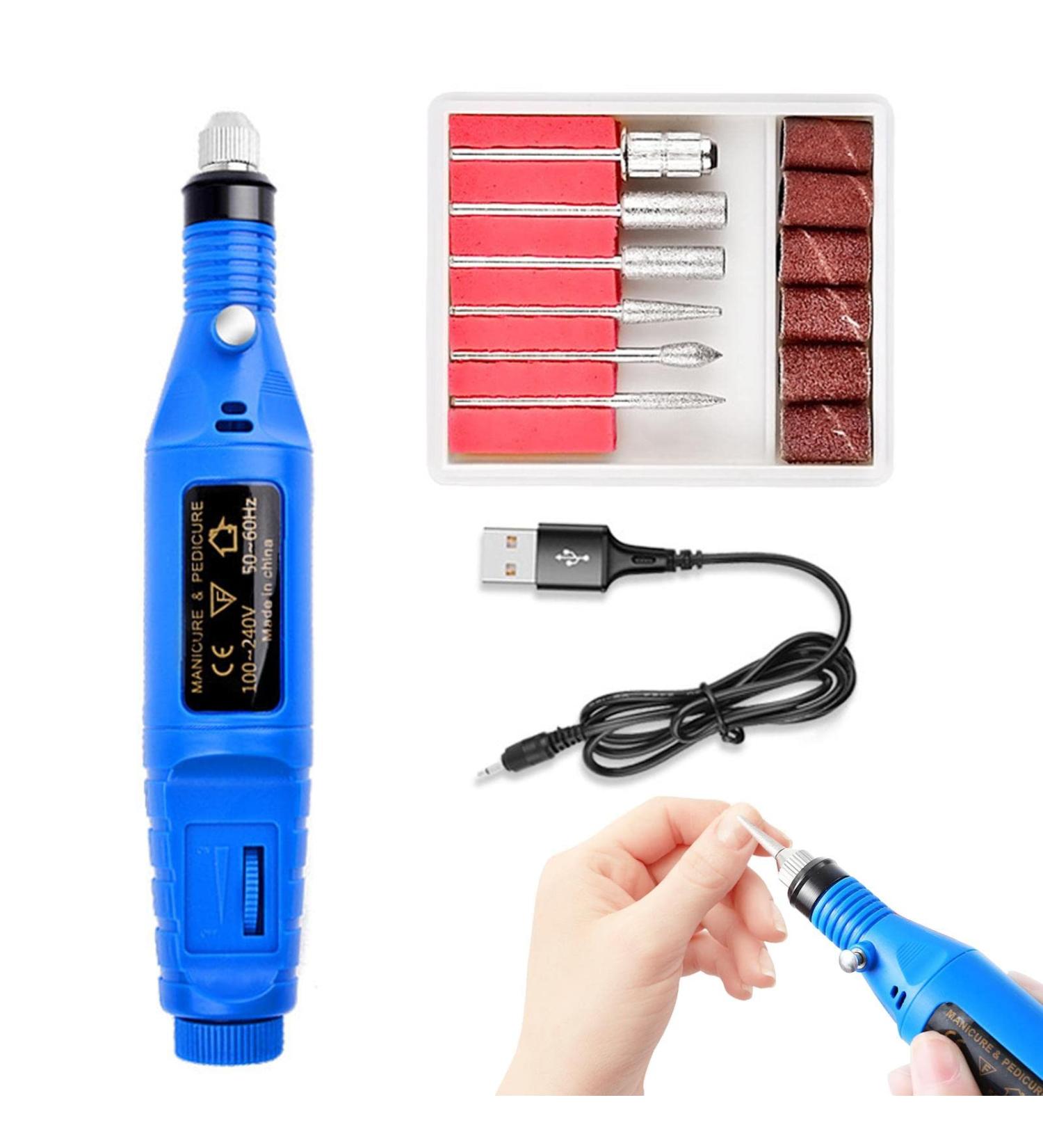 5 Professional Nail Drill Grinder Portable Nail Manicure Drill Set Hand Foot Care Tool for Nail Grind Trim Polish with 6 Pieces Attachments and Sanding Bands N 5 Pcs Usb-blue - Buy Online on GoSupps.com