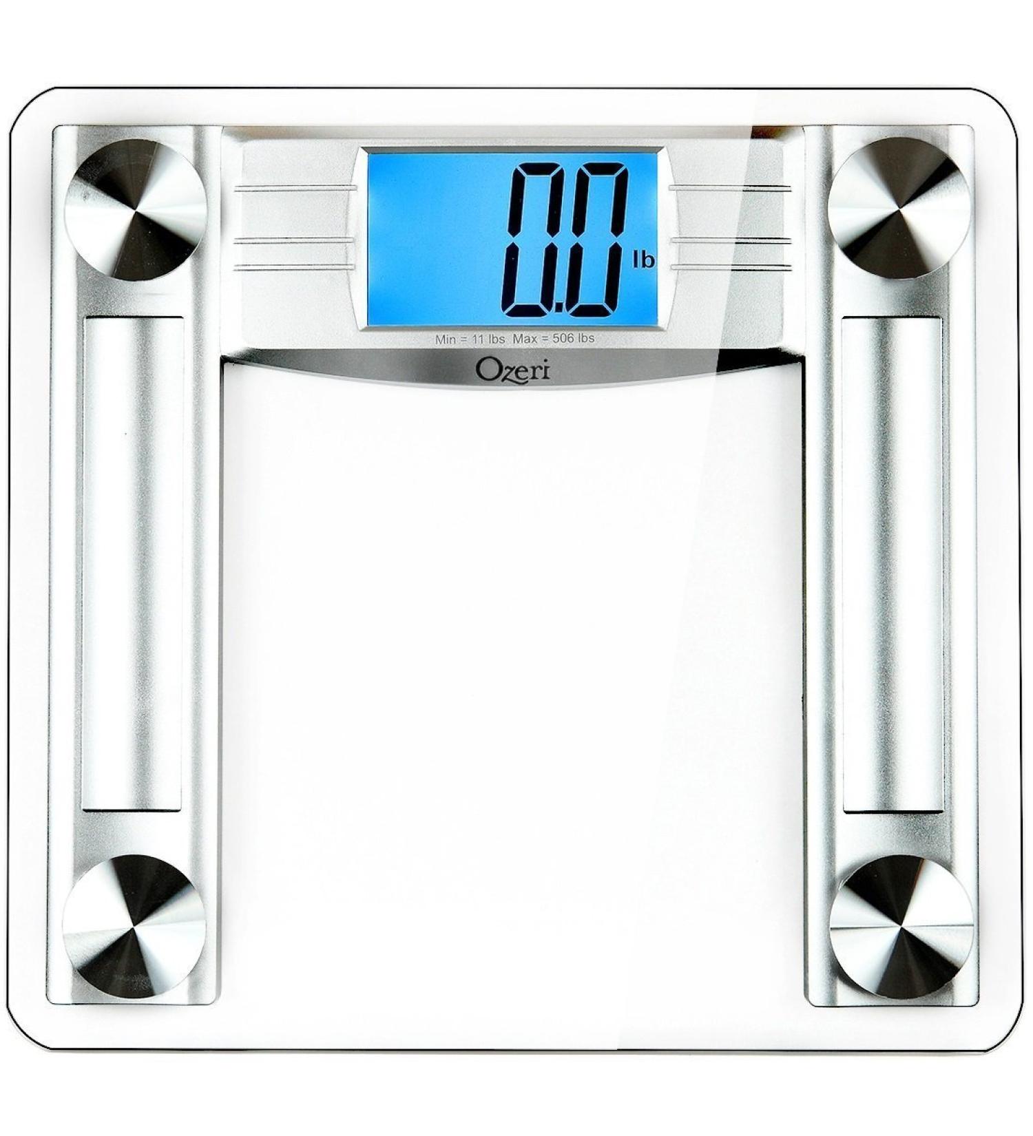 Ozeri ProMax 560 lbs / 255 kg Bath Scale with Sensor Technology, Tape Measure & Fat Caliper - Silver - Buy Online on GoSupps.com