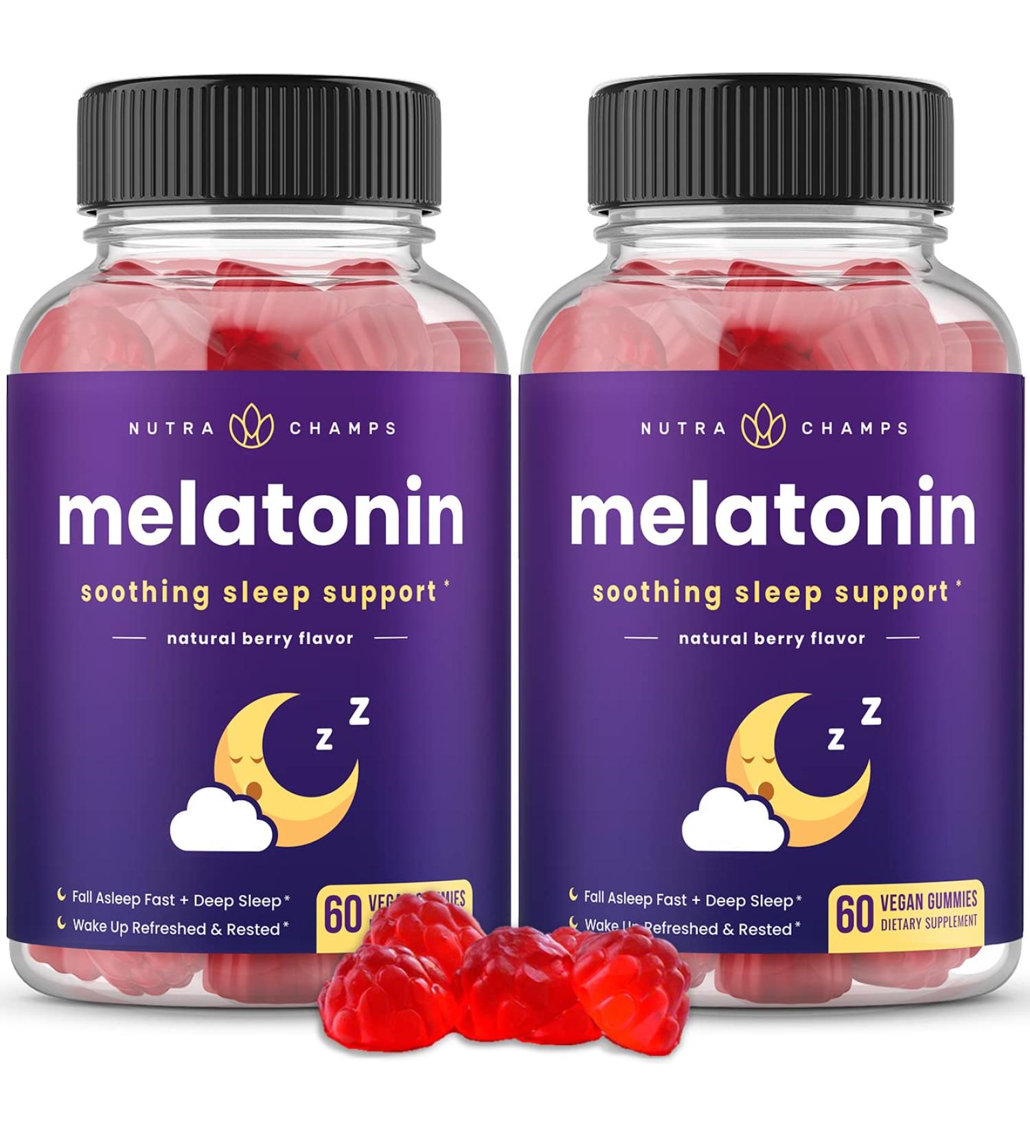 Melatonin Gummies for Kids & Adults | Natural Sleep Aid | Vegan Berry Flavor | 120 Gummies | 2.5mg, 5mg, or 10mg Dose | Drug-Free & Non-Habit Forming | 2-Pack - Buy Online on GoSupps.com