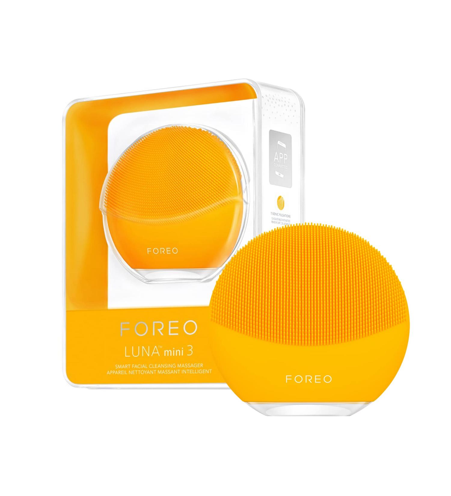 FOREO LUNA Mini 3 Facial Cleansing Brush - Ultra-Hygienic Face Massager for All Skin Types - Sunflower Yellow, Waterproof - 1 Count - Buy Online on GoSupps.com