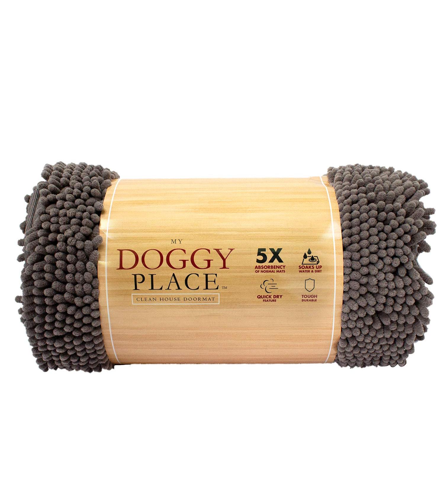 Doggy Place Microfiber Door Mat - Soft & Plush Pet Mat - Absorbent & Non-Slip - Medium 31x20 Ash - Buy Online on GoSupps.com