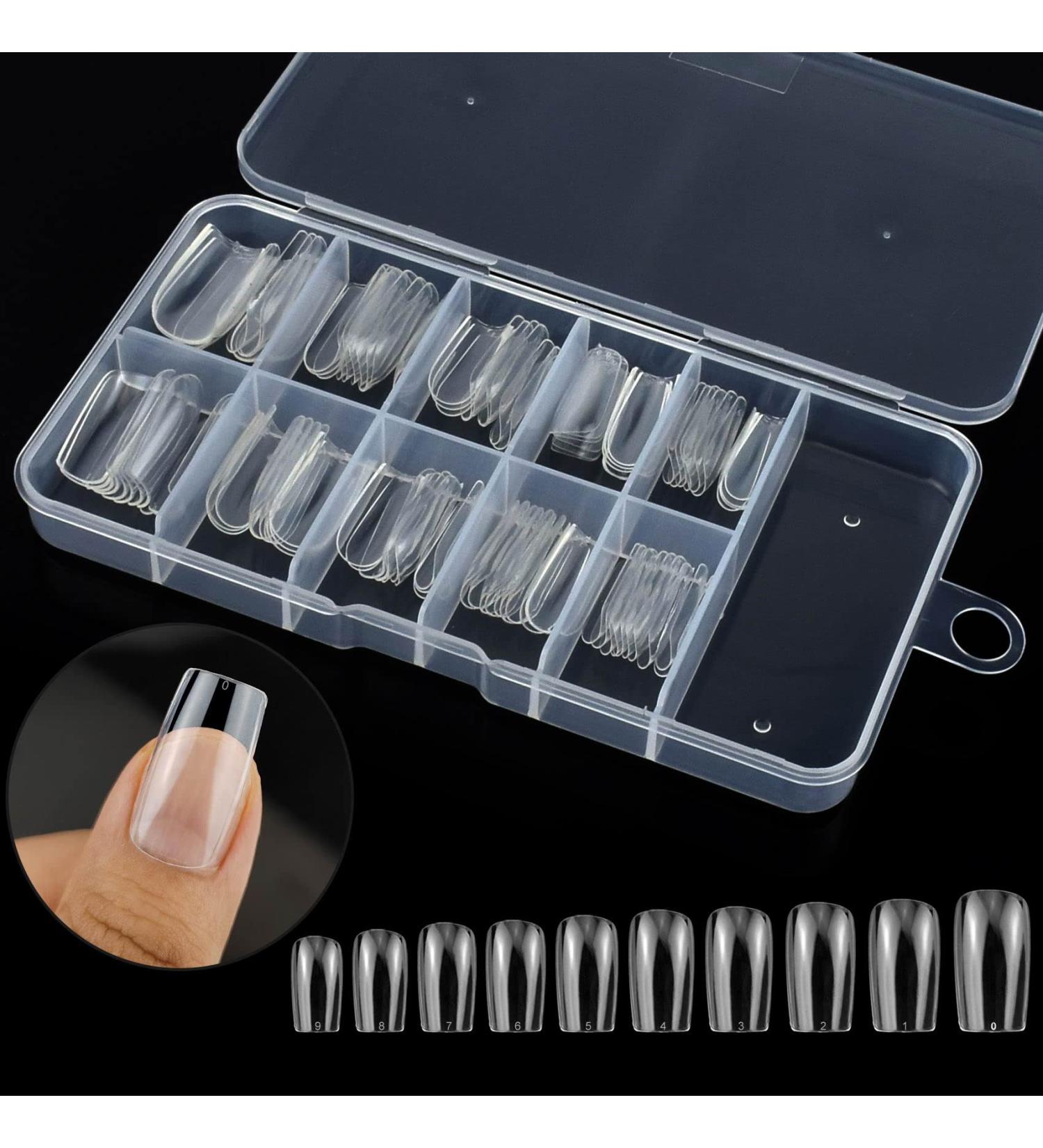 100 Pcs Clear False Nail Tips with Storage Case-Full Cover Coffin Nails in 10 Sizes for Nail Salons and DIY Nail Art-Long Lasting and Durable Artificial Fingernails for Glamorous Looks (Square Clear) 1 count (Pack of 1) Clear - Buy Online on GoSupps.com