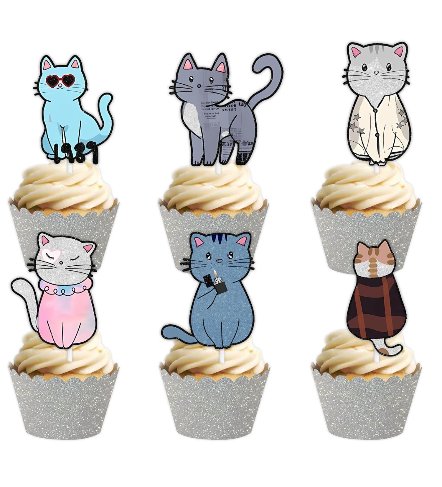 18pcs Glitter Dessert Cupcake Topper Worldwide Popular Singer Cat Theme Decorations Baby Shower Boys Girls Happy Birthday Concert Party Decor Supplies - Buy Online on GoSupps.com