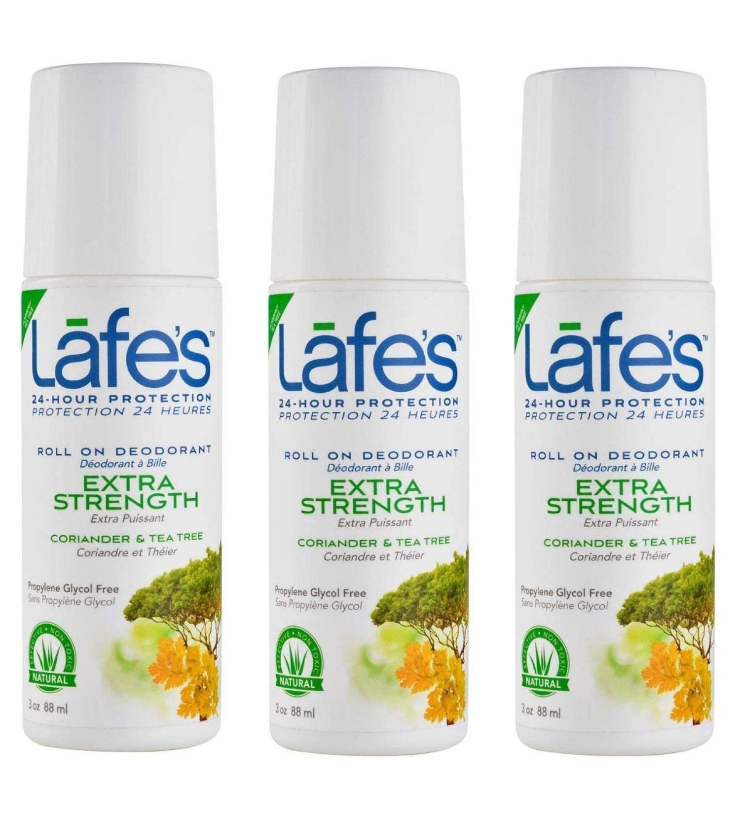 Lafe's Natural Deodorant | 3oz Roll-On | Aluminum-Free, Paraben-Free | 24-Hour Extra Strength Protection | 3 Pack for Men & Women - Buy Online on GoSupps.com