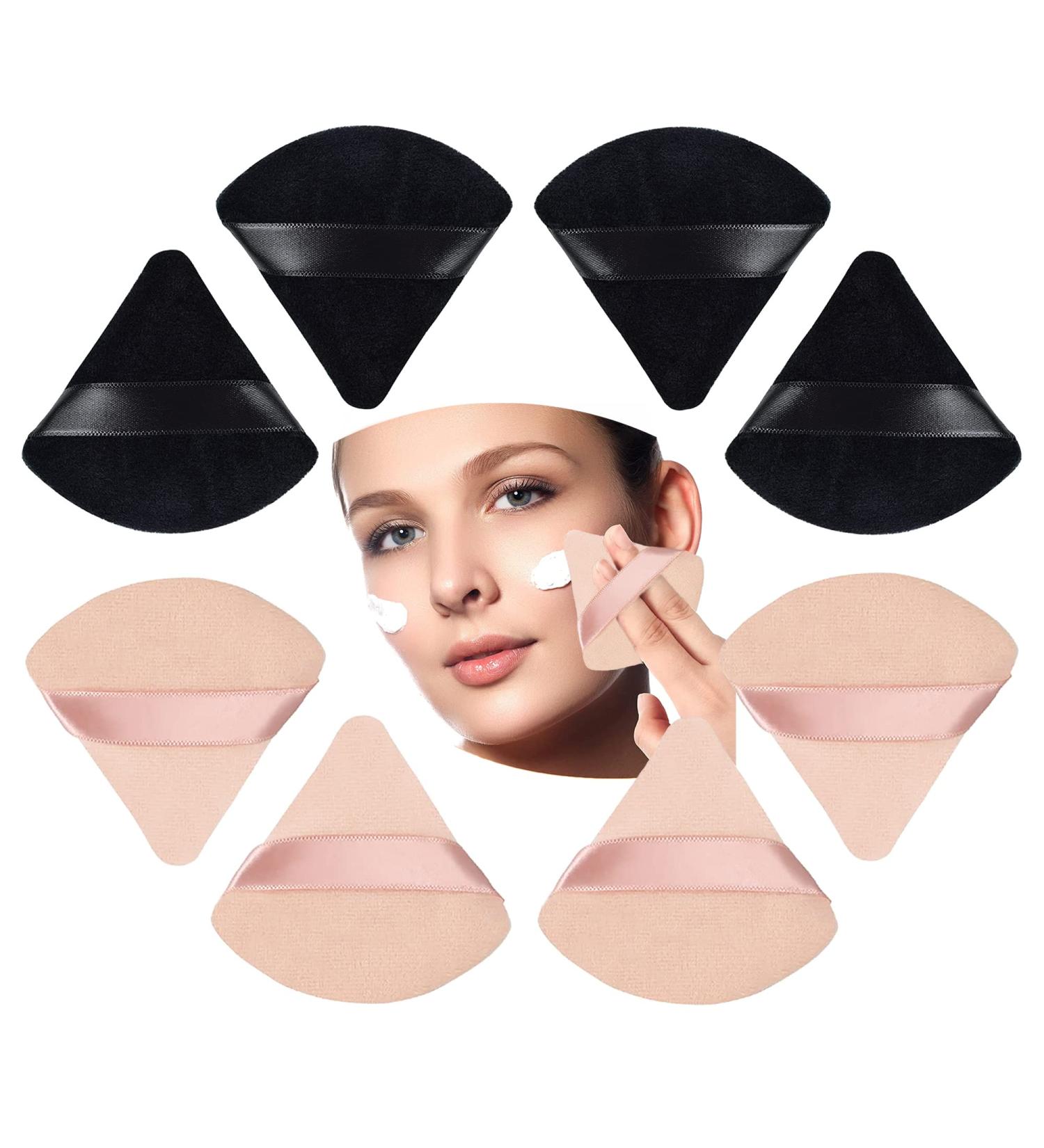 8-Piece Triangle Makeup Sponge Set | Soft Powder Puff for Loose Foundation | Wet & Dry Makeup Tools (Black & Complexion) - Buy Online on GoSupps.com