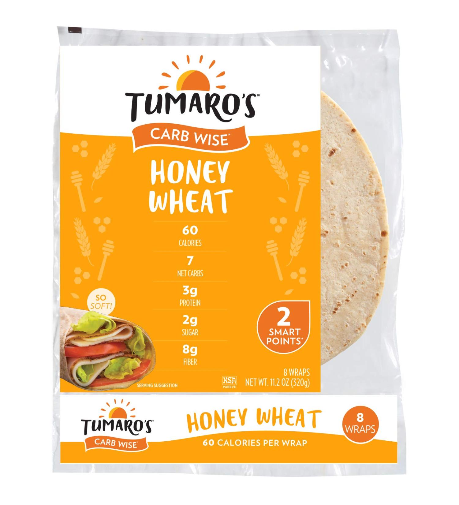 Tumaro's 8 Inch Carb Wise Wraps - Honey Wheat - Case of 6 - 8 Count - Buy Online on GoSupps.com