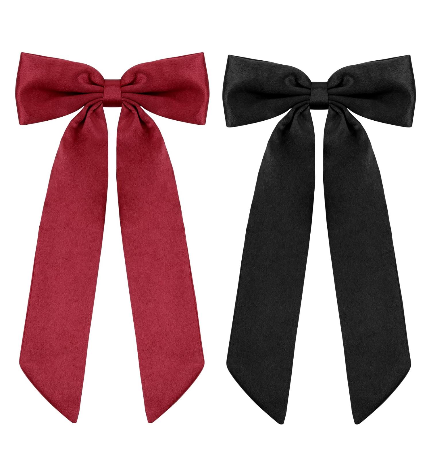 2 PCS Big Bow Hair Clips French Style Hair Barrettes for Women - Black+Red - Buy Online on GoSupps.com