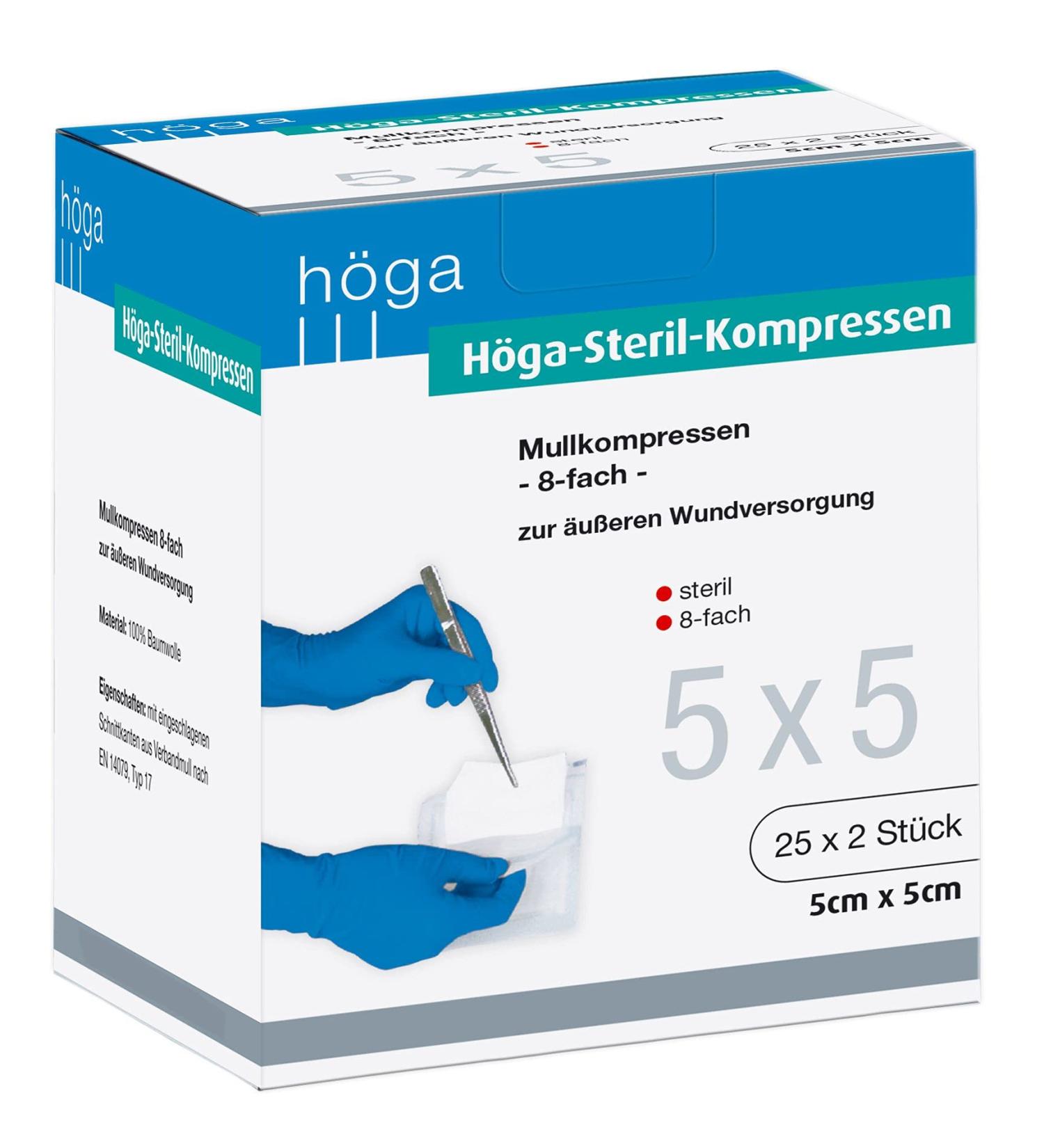 H ga sterile compresses sterile gauze compresses - 5 x 5 cm - sterile 8-ply EN 14079-Type 17 small