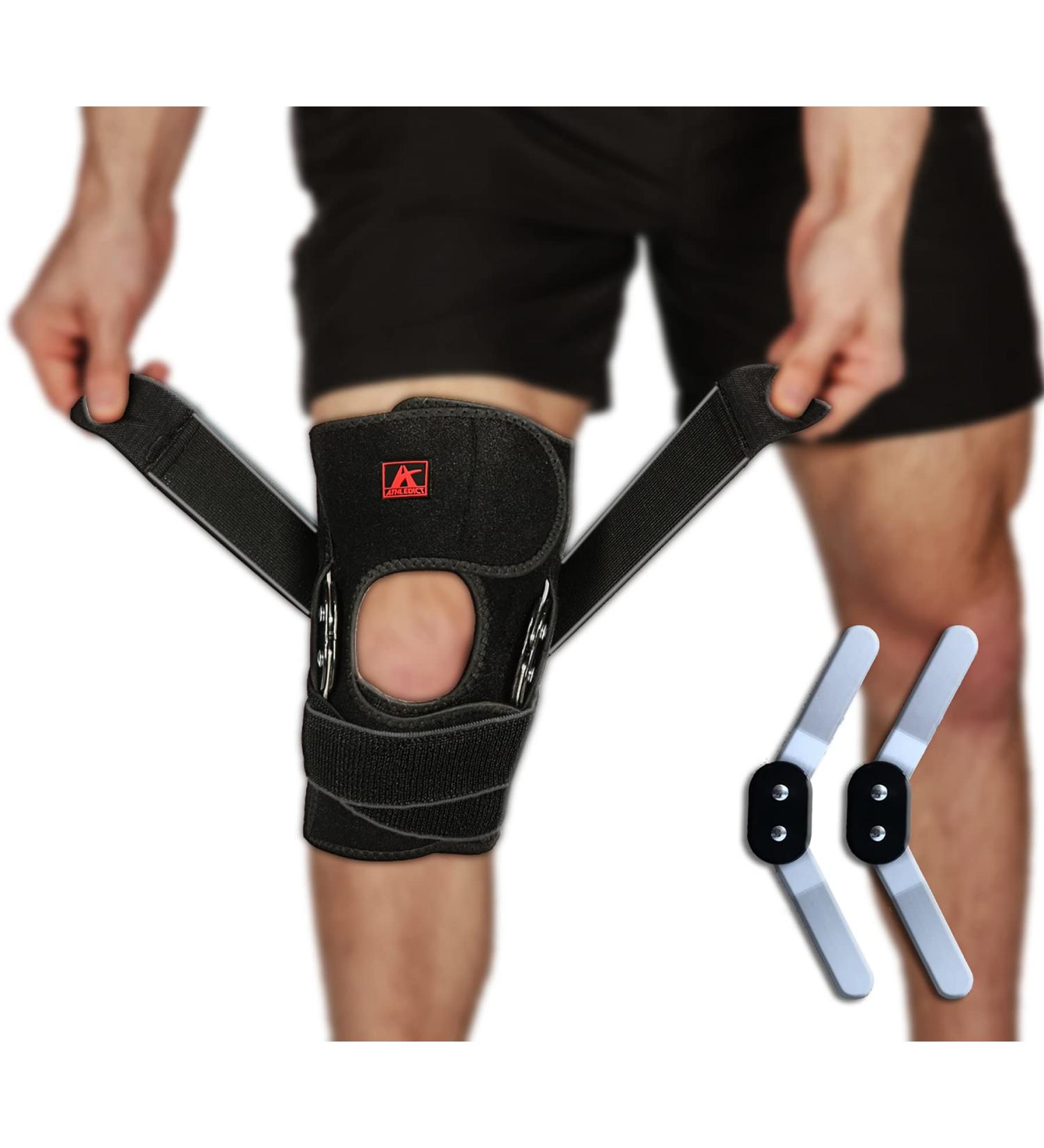 Hinged Knee Brace Support with Strap & Side Patella Stabilizers for Arthritis Meniscus Tear ACL MCL - XL Size - Buy Online on GoSupps.com