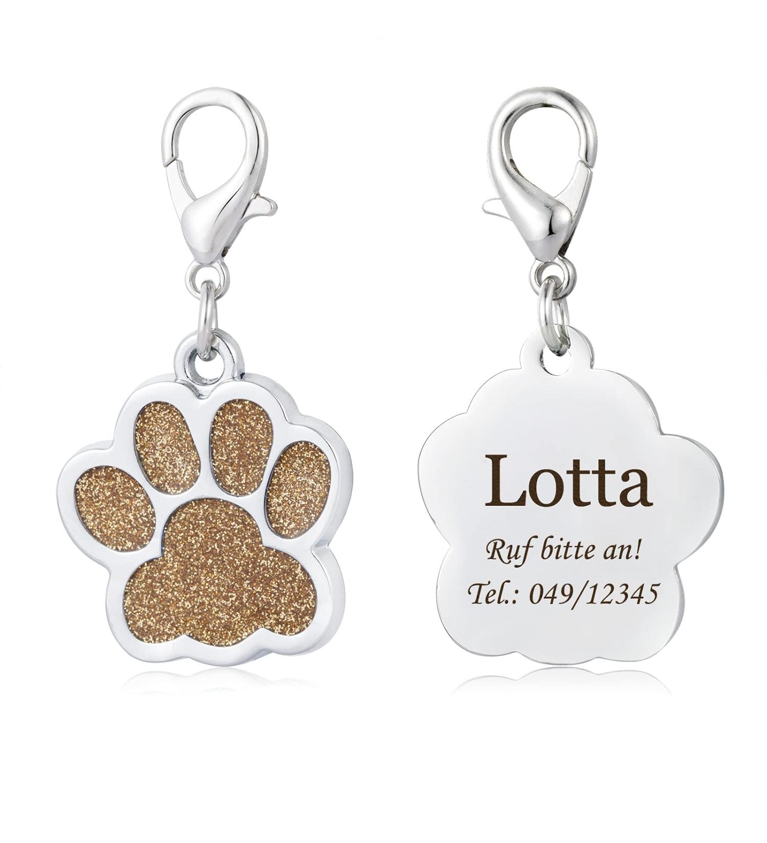 Custom Engraved Dog & Cat ID Tags - Gold Paw Print Motif | International Shipping - Buy Online on GoSupps.com
