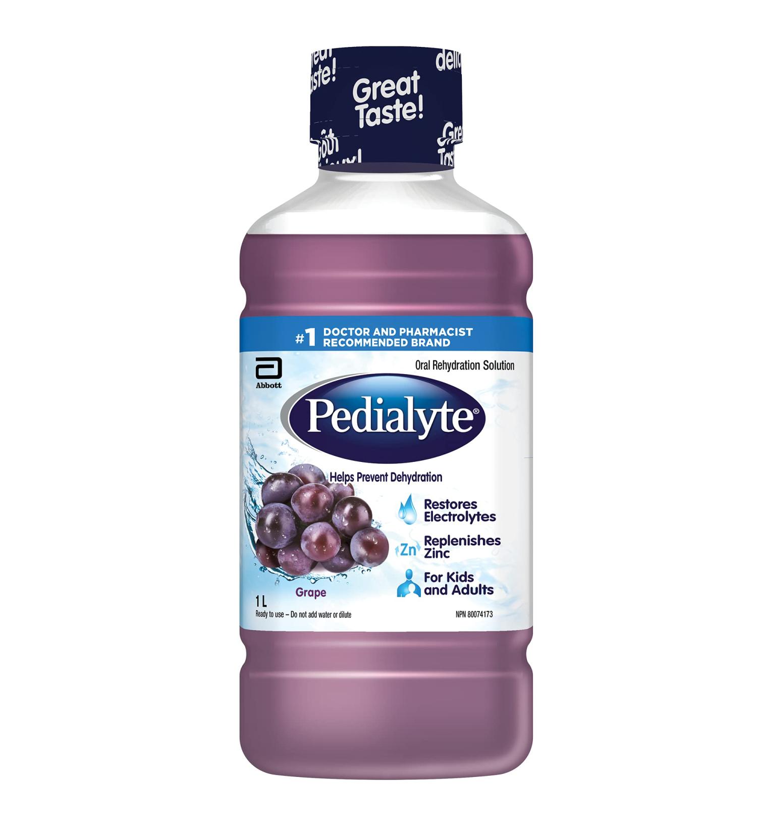 Pedialyte Electrolyte Oral Rehydration Solution Grape 1-L Bottle - Buy Online on GoSupps.com