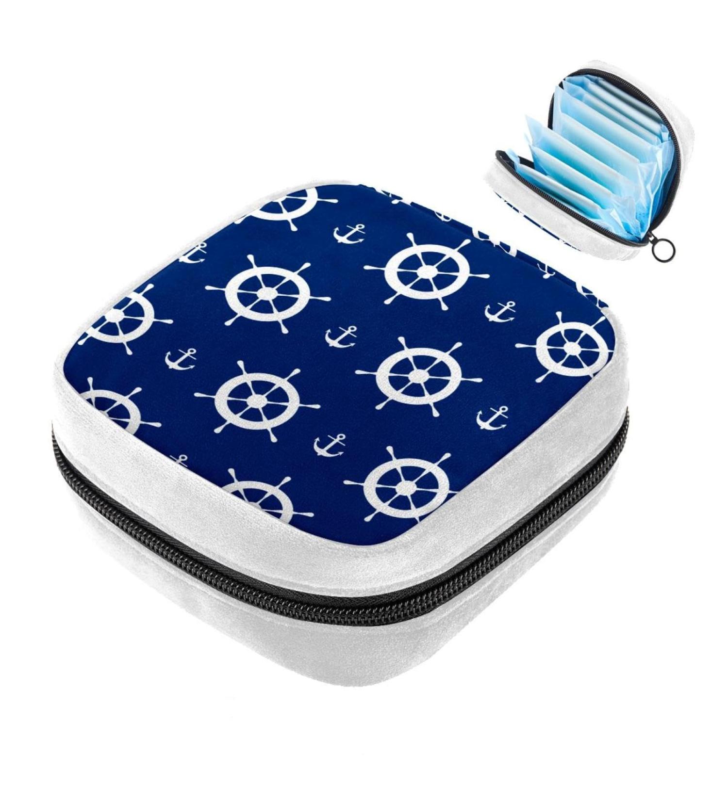 GIAPB Period Bag | Sanitary Napkin Storage & Tampon Makeup Pad Pouch | Rudder & Anchor Color - Buy Online on GoSupps.com