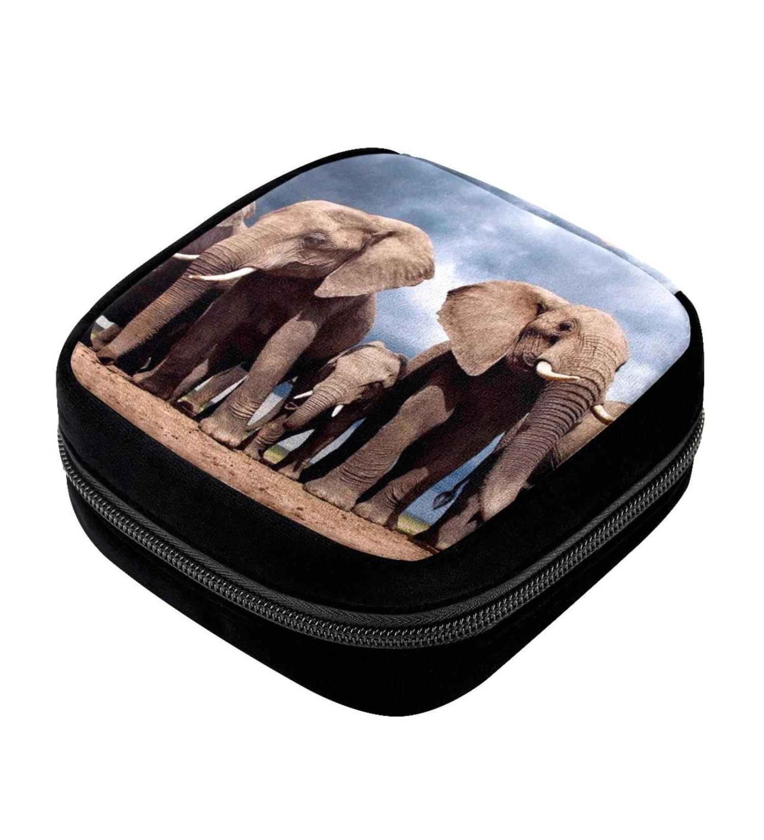 GIAPB Period Bag - Elephant Landscape Design | Sanitary Napkin Storage & Makeup Pouch - Buy Online on GoSupps.com