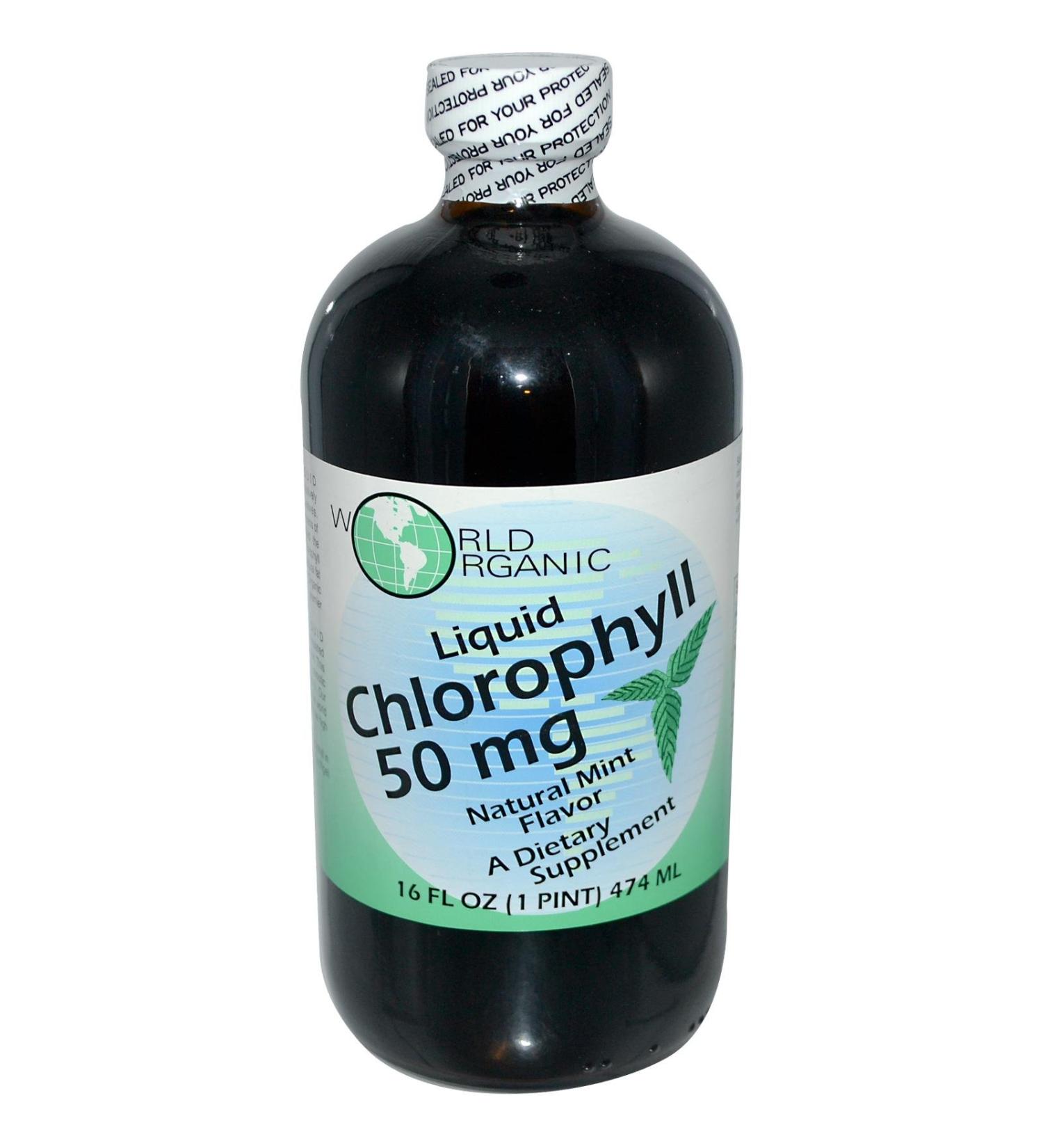 World Organic Liquid Chlorophyll Natural Mint Flavor 50 mg 16 fl oz (474 ml)