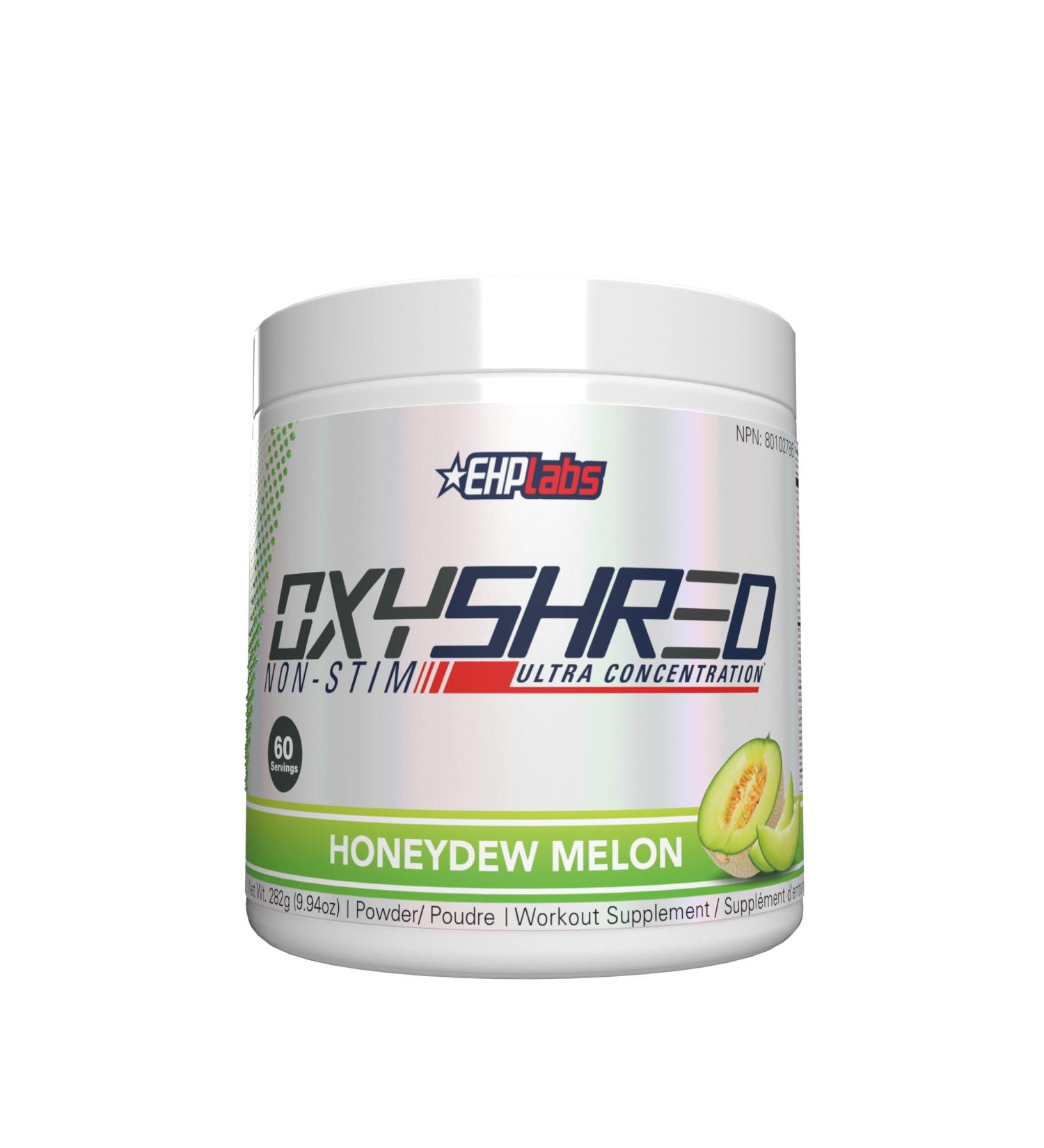 EHP Labs OxyShred Non Stimulant Thermogenic Pre Workout Powder - Stim Free Pre Workout Caffeine Free Preworkout for Men & Women - Non Stim Preworkout - Sugar Free Energy Powder - HoneyDew Melon 60 Servings - Buy Online on GoSupps.com