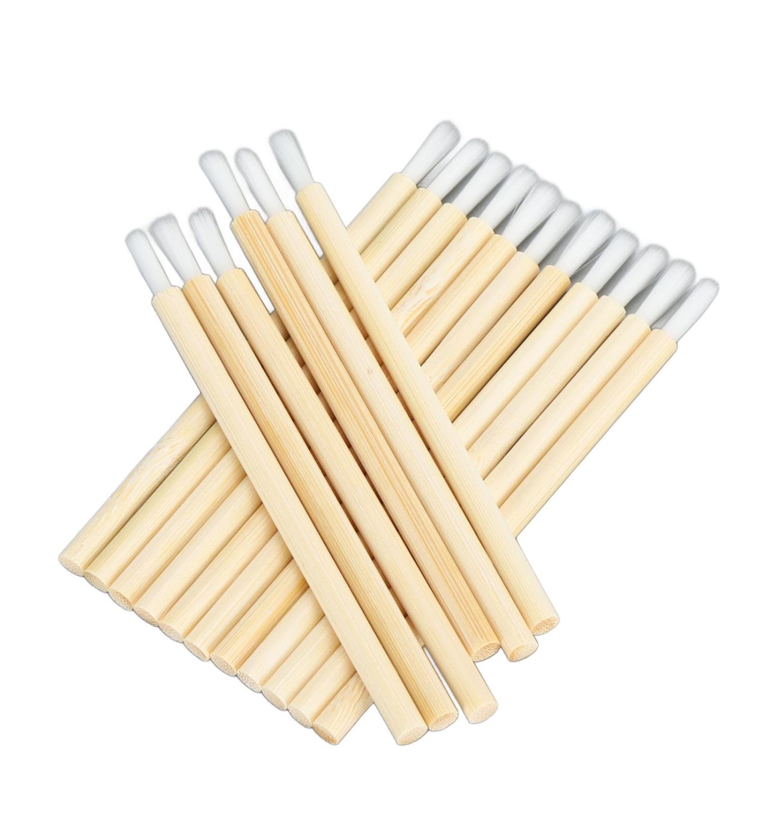 100PCS Disposable Bamboo Handle Lip Brushes - Portable Lipstick Applicators & Gloss Wands for Makeup - Buy Online on GoSupps.com