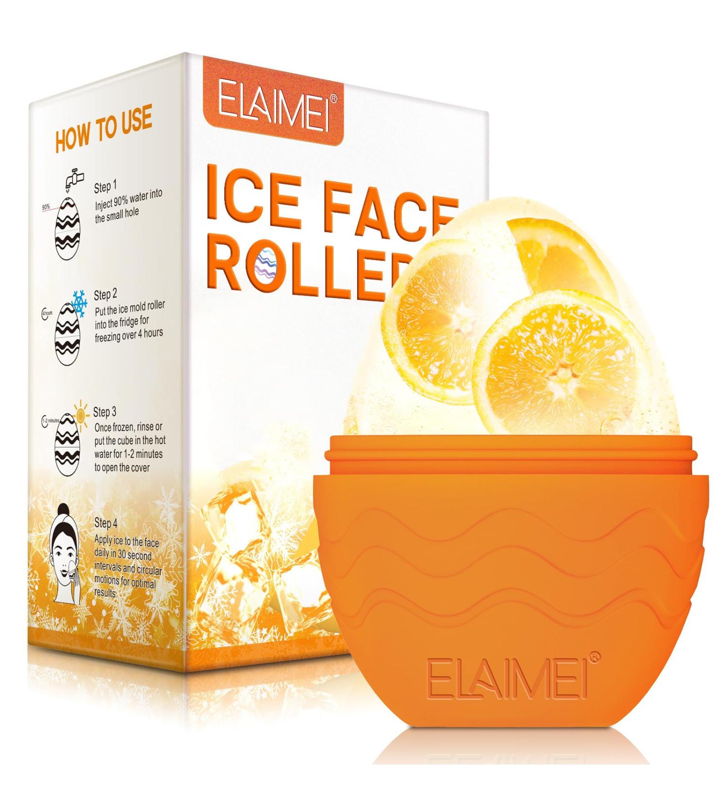 Buy Ice Roller & Silicone Egg Shape Ice Mold - Soothing Face Massager for Puffy Eyes & Skin Tightening - Reusable Facial Treatment Tool (Orange - Buy Online on GoSupps.com