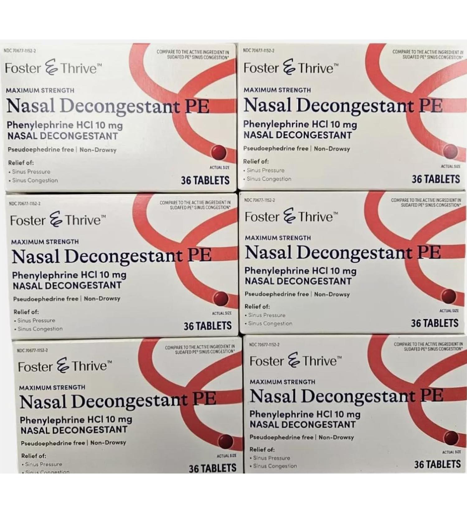 Nasal DECONGESTANT PE PHENYLEPHRINE HCL 10 MG Tablets (Maximum Strength) 36 Count (Pack of 6) - Buy Online on GoSupps.com
