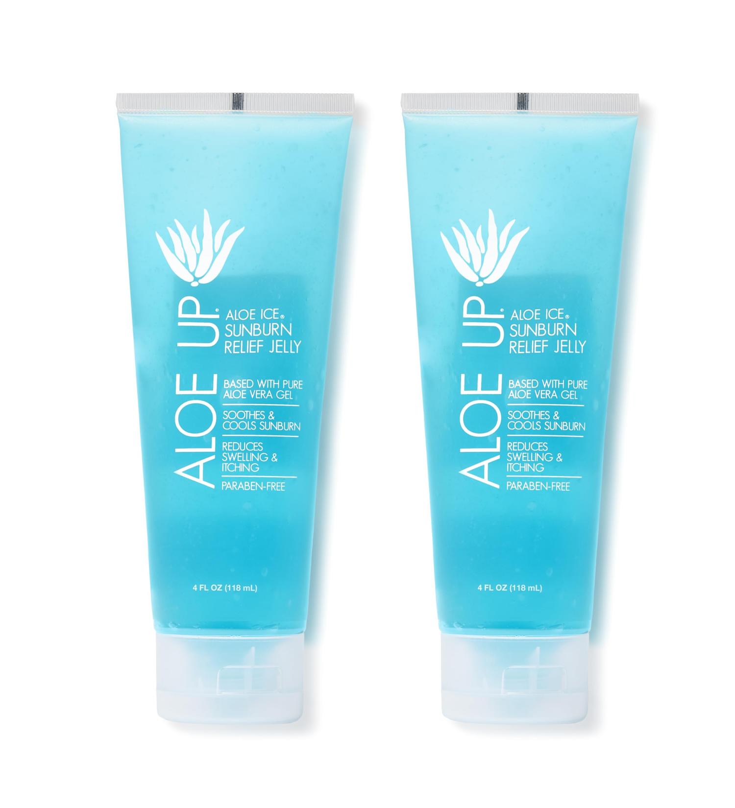 ALOE UP Ice Sunburn Relief Jelly - Pure Aloe Vera Gel Sunburn Relief for Adults & Kids Aloe Vera Gel Face & Body Natural Cruelty-Free Aloe Gel Aloe Vera Gel Skin Lotion - 4 Oz (2pack) - Buy Online on GoSupps.com