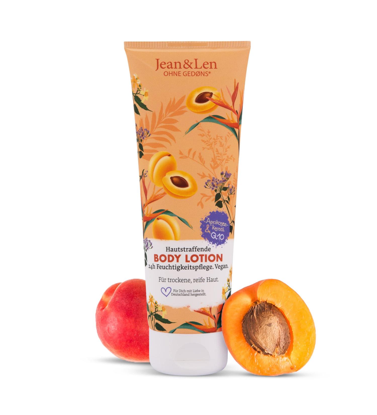 Jean & Len Skin-Stiff Body Lotion with Apricot Kernel Oil & Q10 - Vegan Paraben & Silicone Free 250 ml for Smooth & Hydrated Skin - Buy Online on GoSupps.com