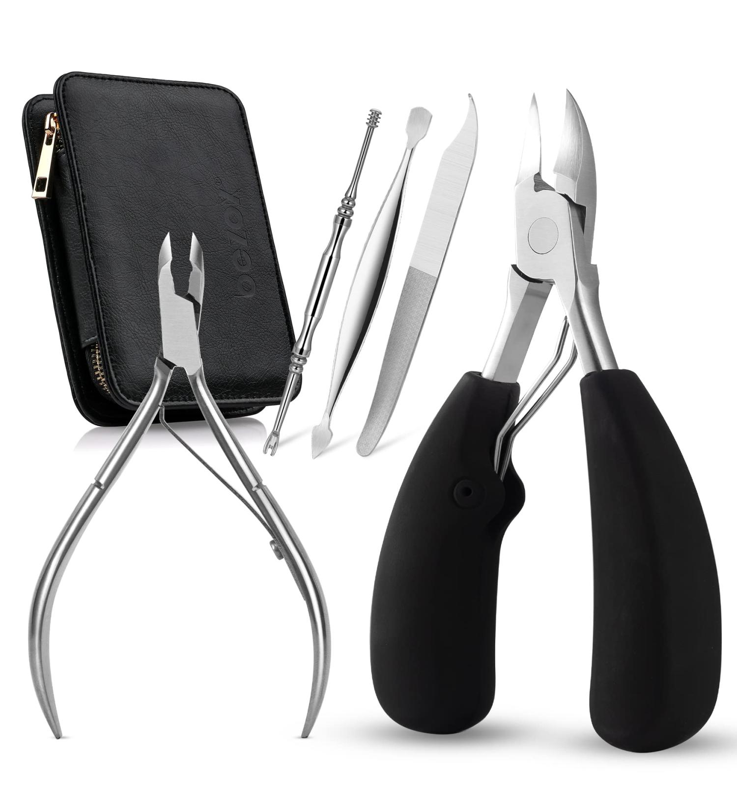BEZOX Professional Toenail Clippers for Thick and Ingrown Nails - Chiropodist Style, Heavy Duty, Easy Grip Trimmer - 5pcs - Buy Online on GoSupps.com