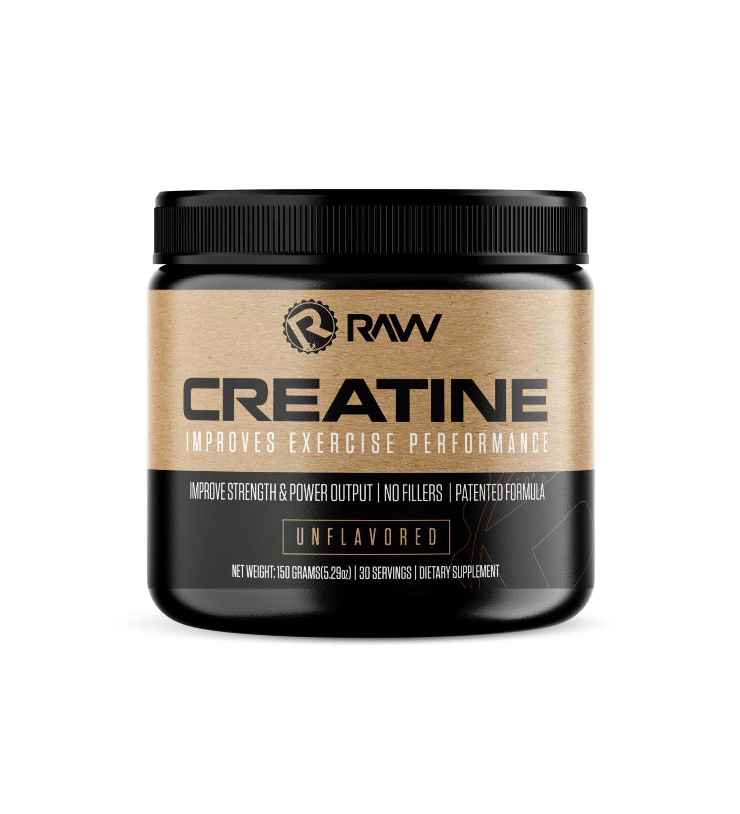 RAW NUTRITION Creatine Monohydrate Powder | Micronized Supplement for Workout Performance, Muscle & Strength | Unflavored 150g (30 servings) - Buy Online on GoSupps.com