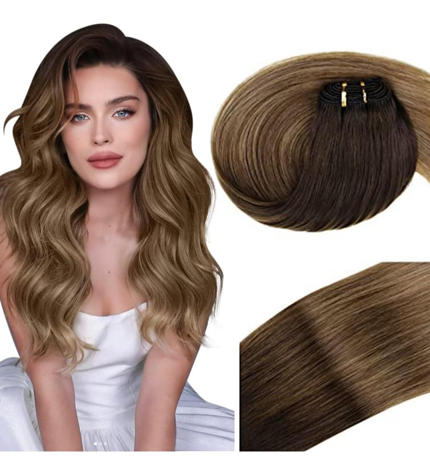 Vivien Treats Real Hair Extensions - Brown Balayage 55cm - 100g 22 Zoll #2/6/18 | Premium Quality Remy Hair Extensions - Buy Online on GoSupps.com