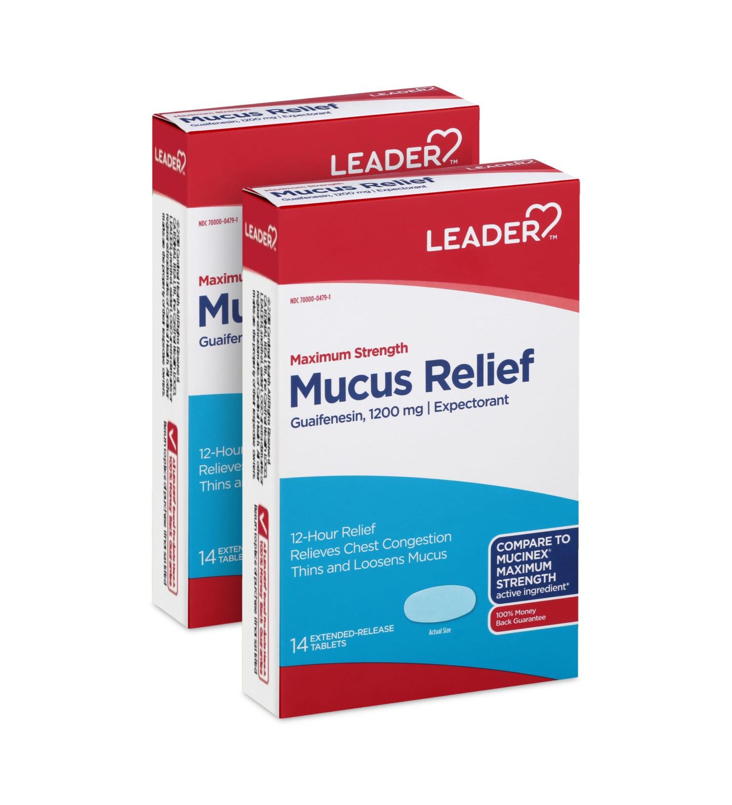 Leader Mucus Relief DM Tablets Maximum Strength Chest Congestion 12 Hour Fast-Acting Mucus Expectorant & Cough Suppressant 14 Count (2-Pack) 28 Tablets Mucinex-MAX - Buy Online on GoSupps.com