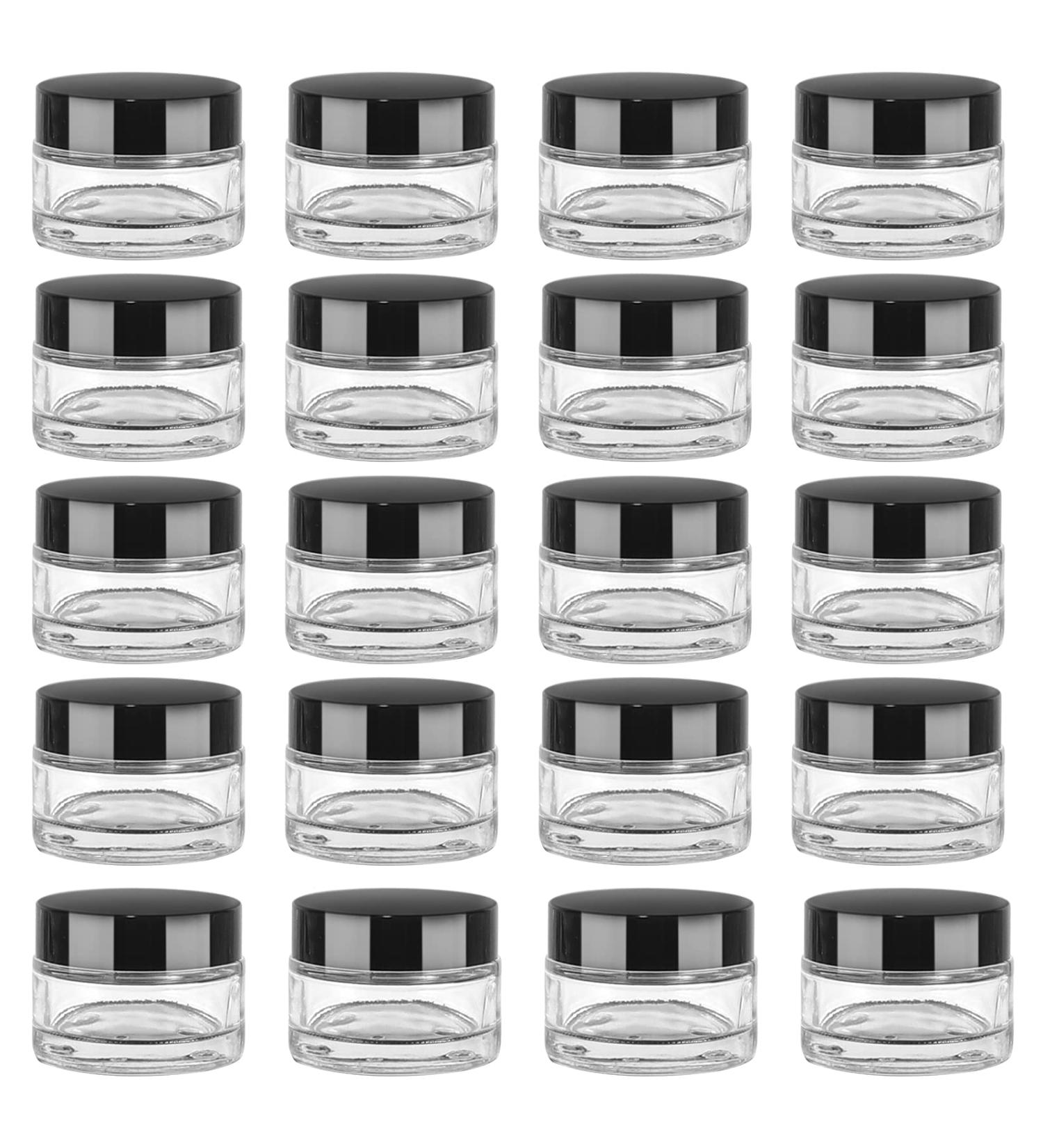 Yishik 20 Pack 15ml Round Glass Cosmetic Jars - Refillable Containers for Creams Lotions & Travel - Buy Online on GoSupps.com