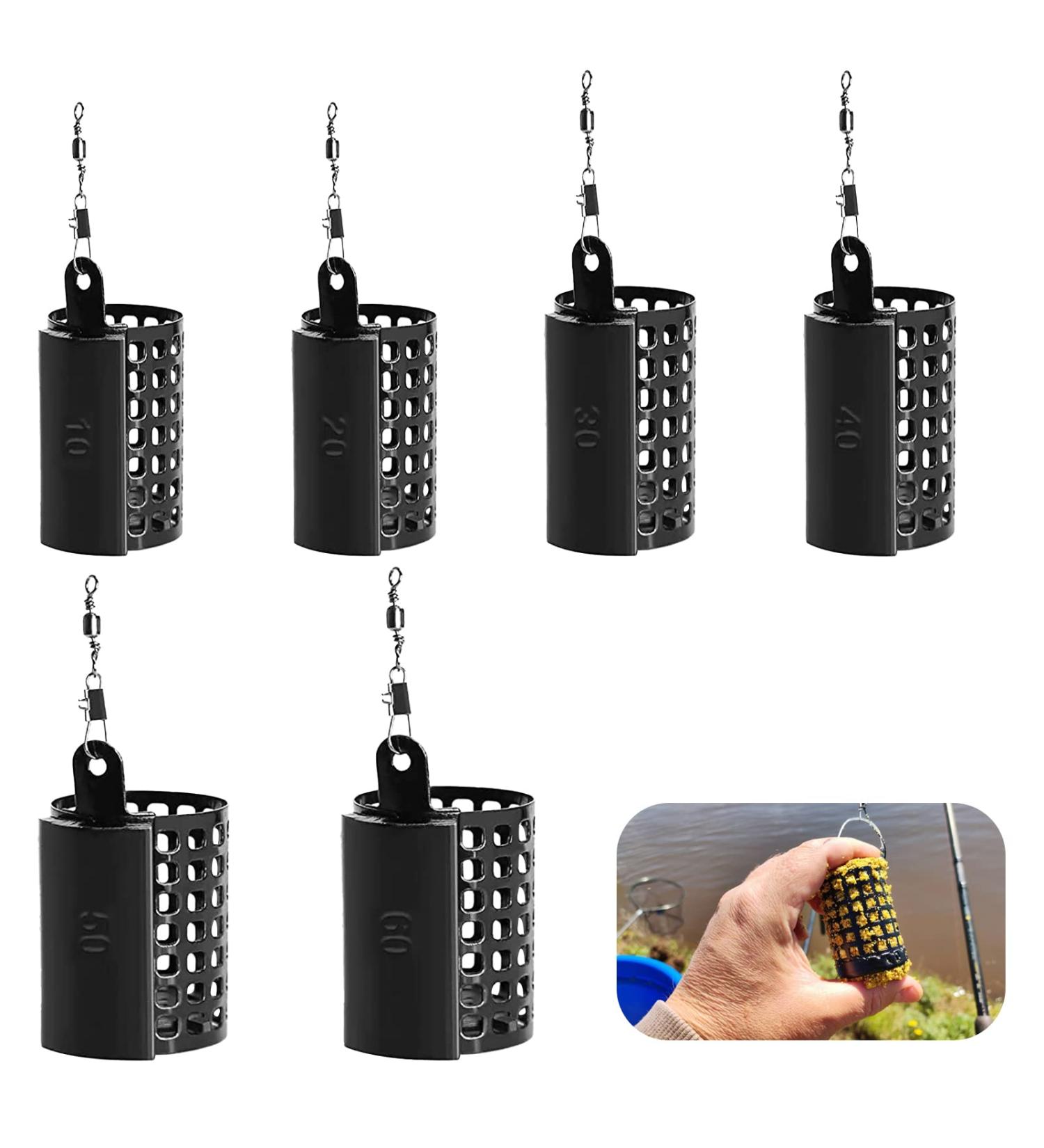 AMFRAR 6-Piece Metal Feed Basket Set - Round Method Fishing Feeder Accessories with Weights - Lead-Free Options Available - Buy Online on GoSupps.com
